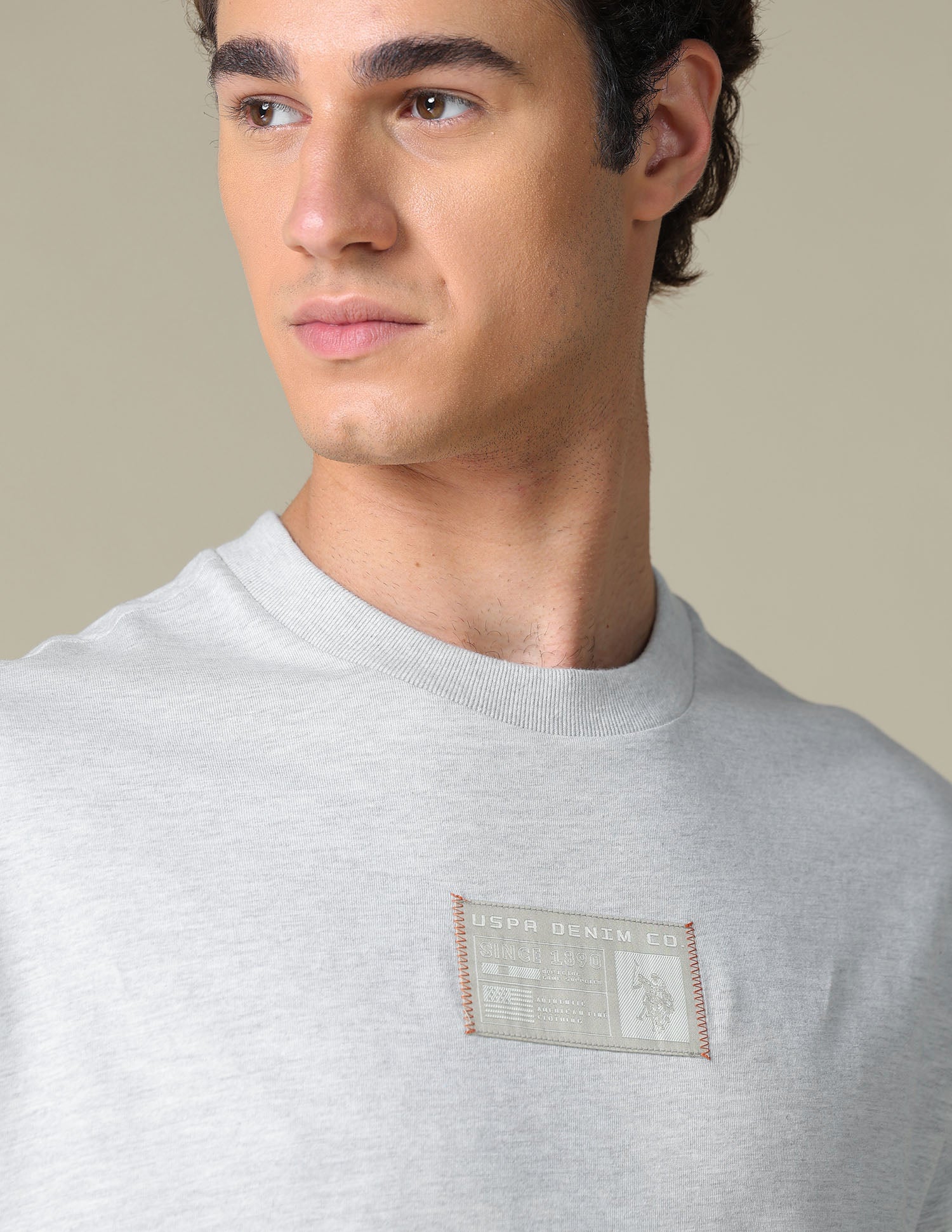 Heathered Relaxed Fit T-Shirt Ecru Melange - U.S. Polo Assn. India | Large