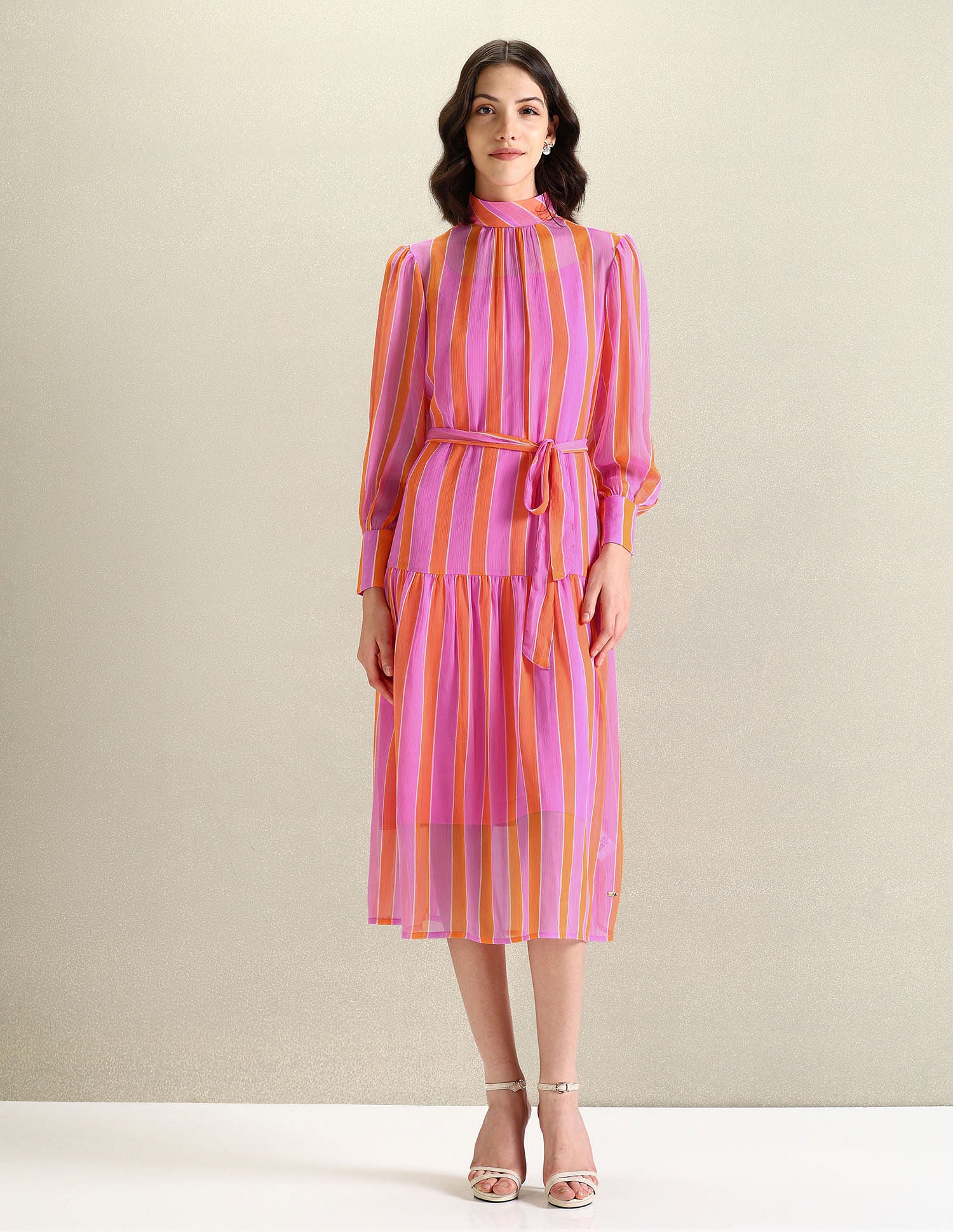 High Neck Vertical Stripe Dress Purple and orange - U.S. POLO ASSN. | Large