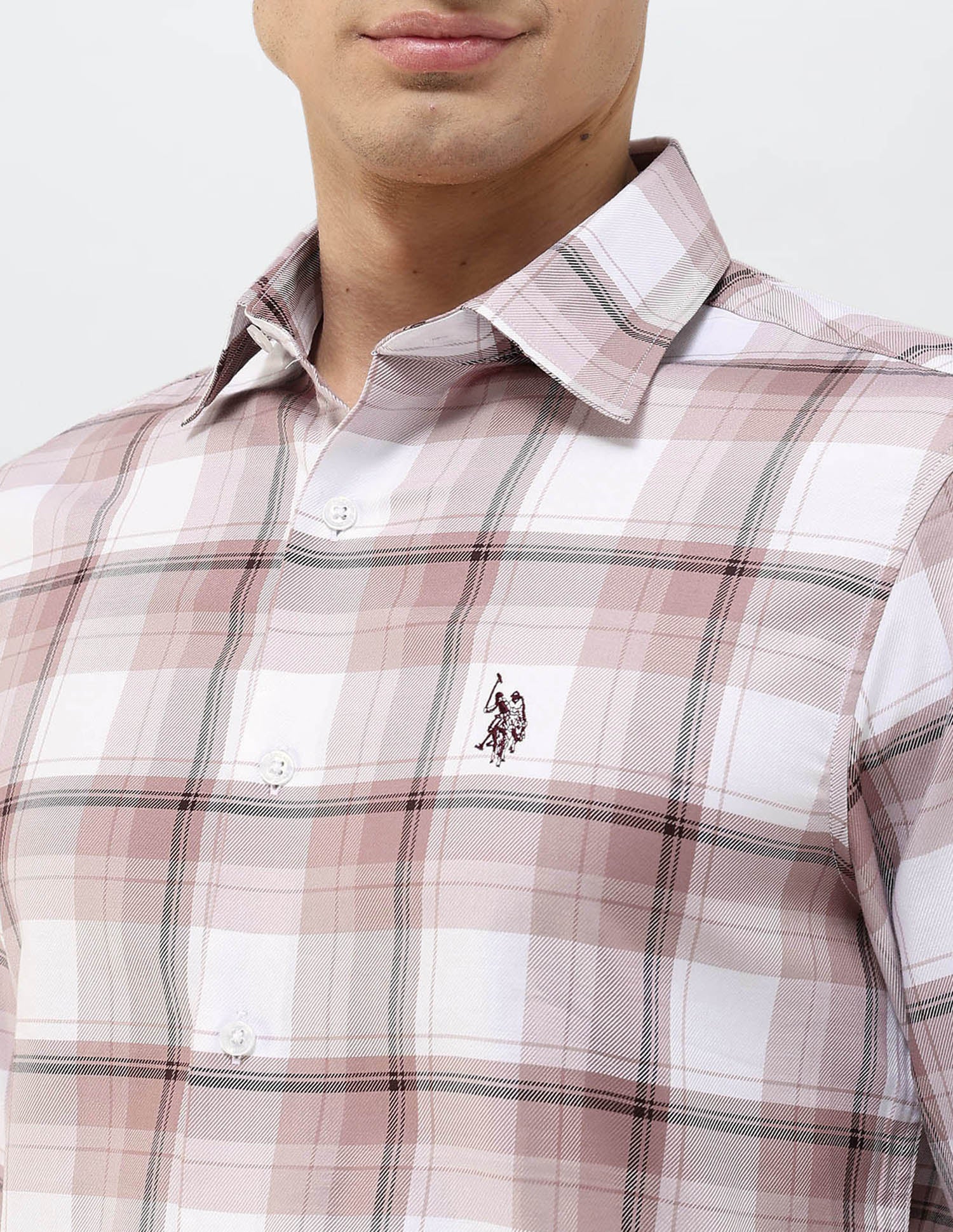 Tartan Checked Tailored Fit Shirt Maroon - U.S. POLO ASSN. | Large