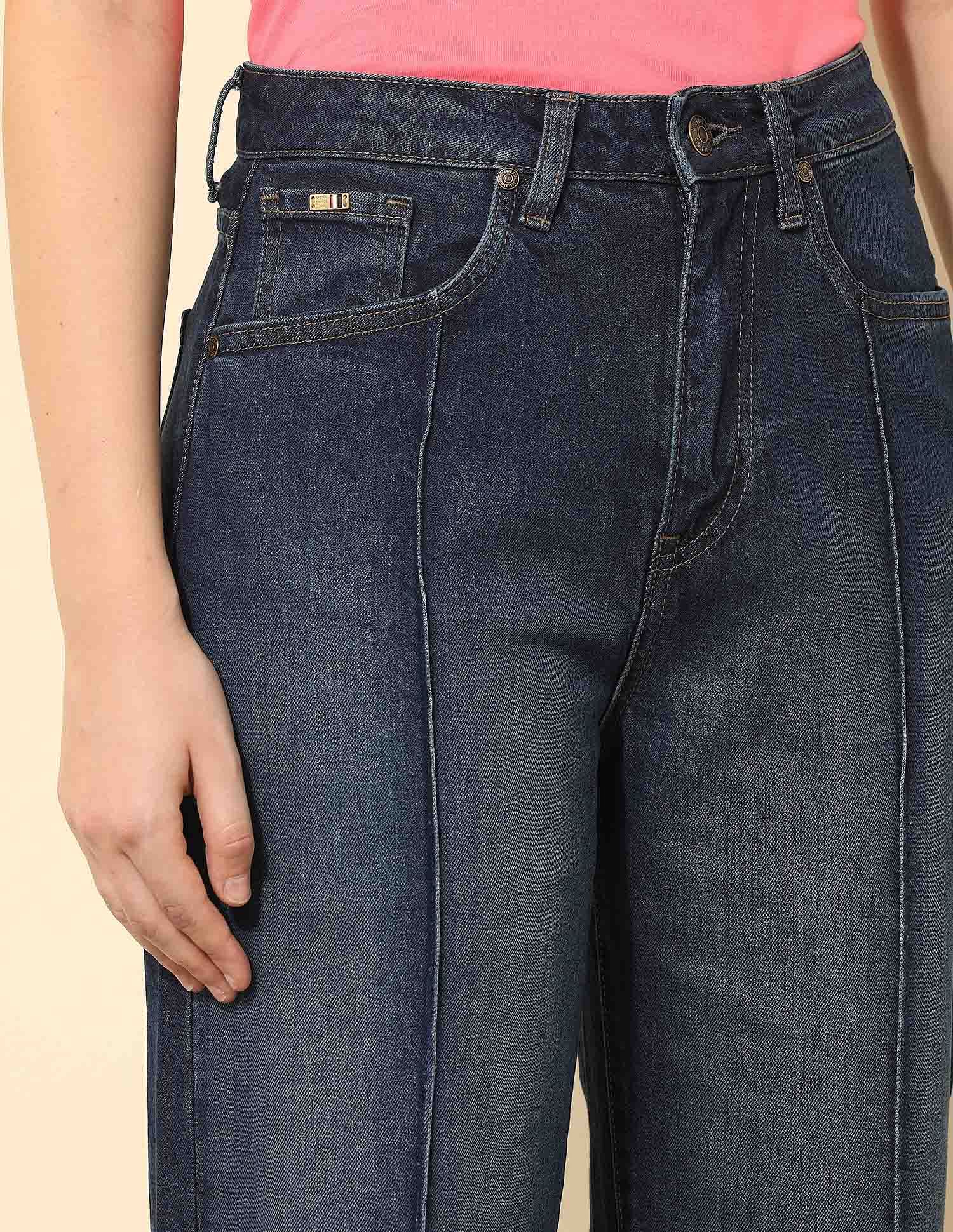 High Rise Straight Fit Pintuck Jeans Dark Blue - U.S. Polo Assn. India | Large