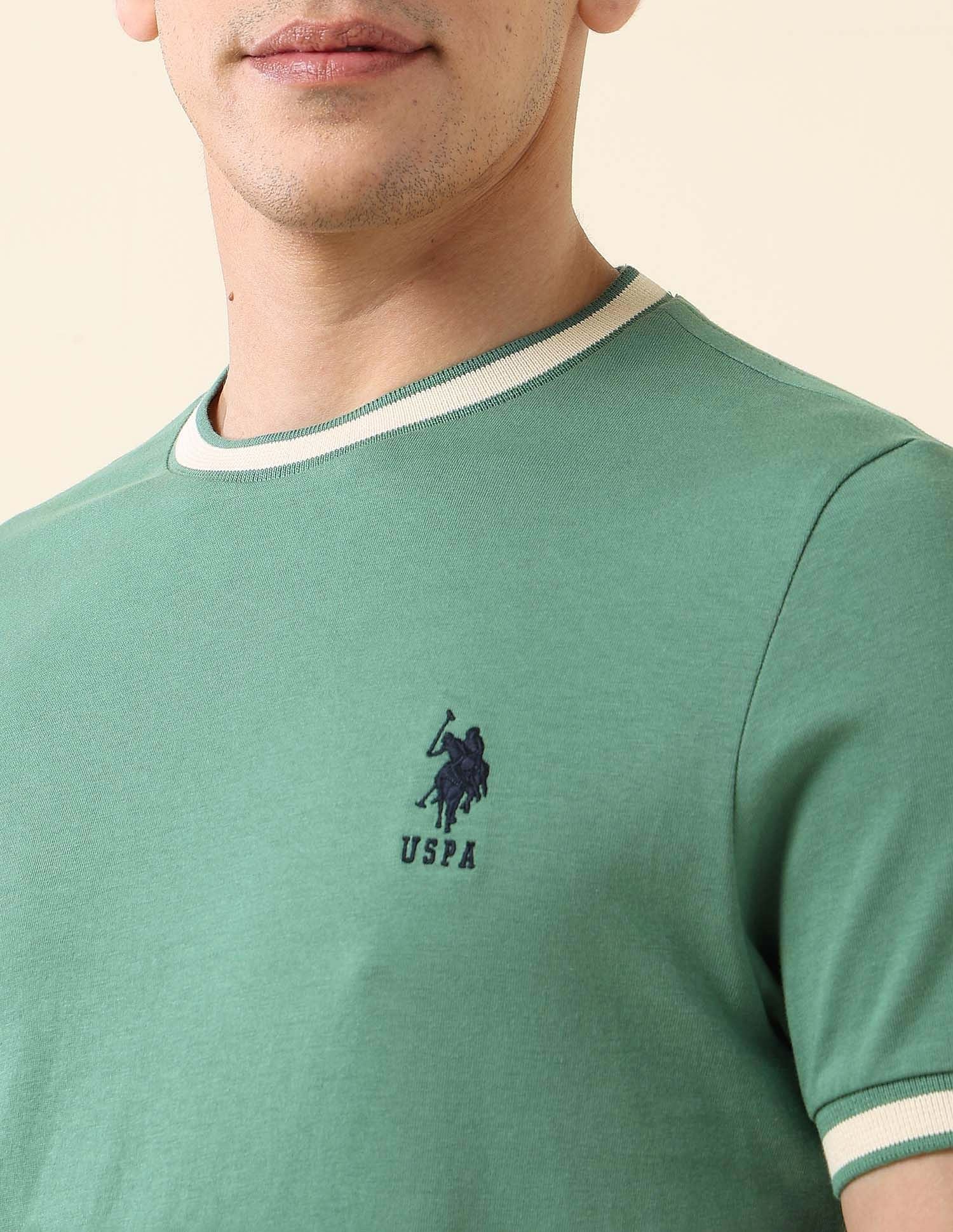 Solid Slim Fit T-Shirt Green - U.S. Polo Assn. India | Large