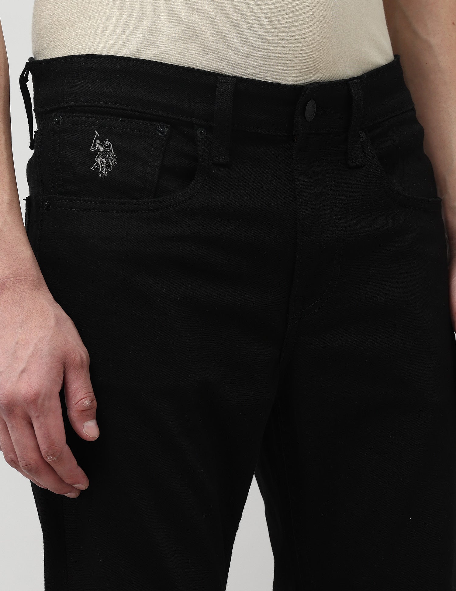 Cole Comfort Cropped Fit Black Jeans Black - U.S. POLO ASSN. | Large