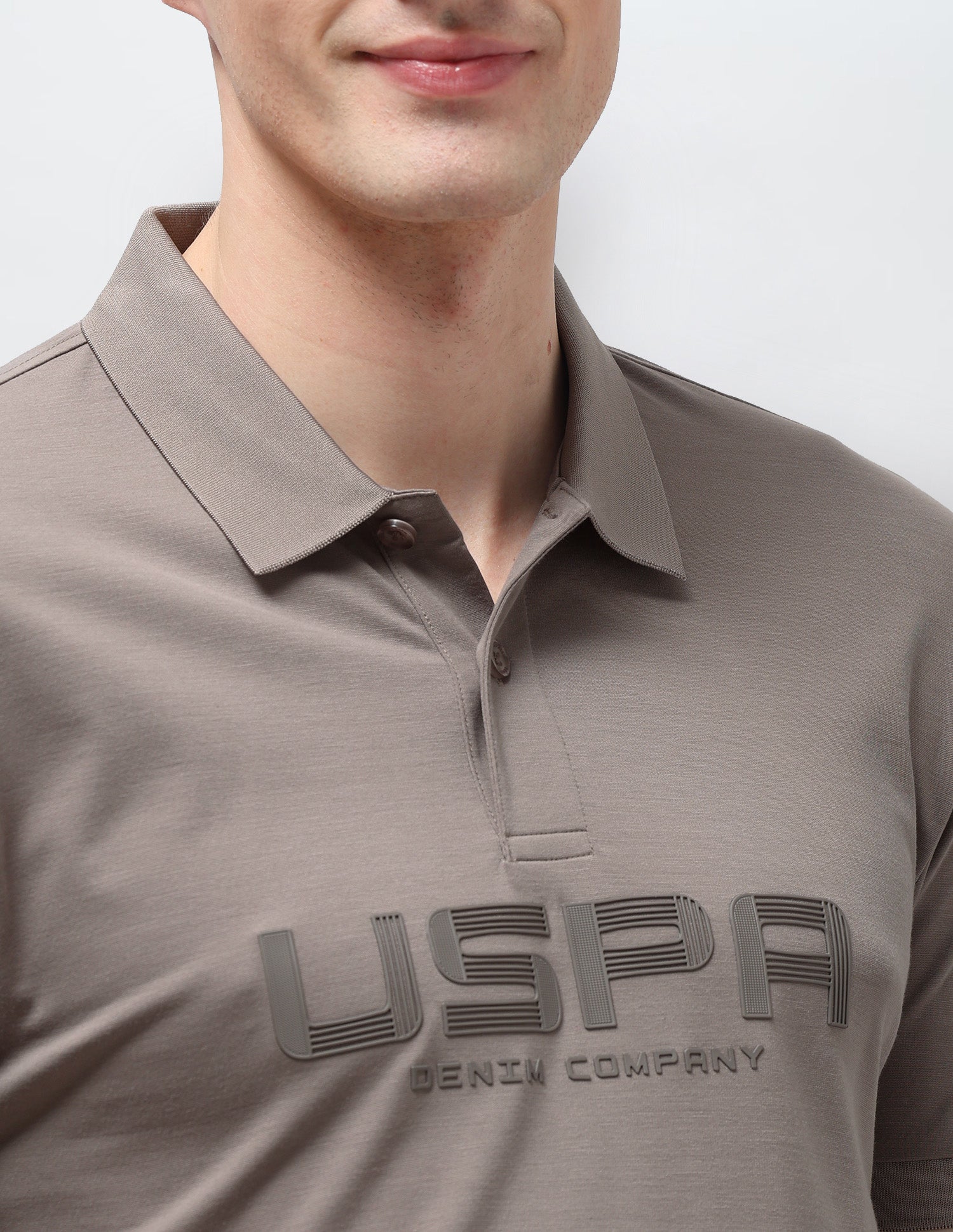 Brand Embossed Muscle Fit Polo Shirt Light Khaki - U.S. Polo Assn. India | Large