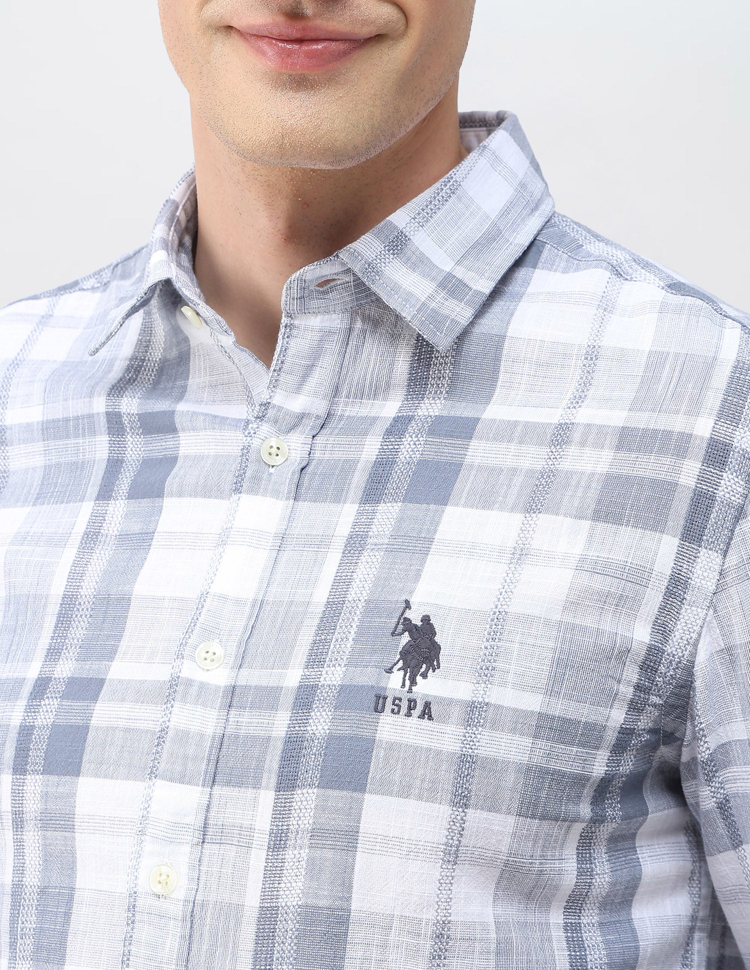 Tartan Checked Dobby Shirt Blue - U.S. Polo Assn. India | Large