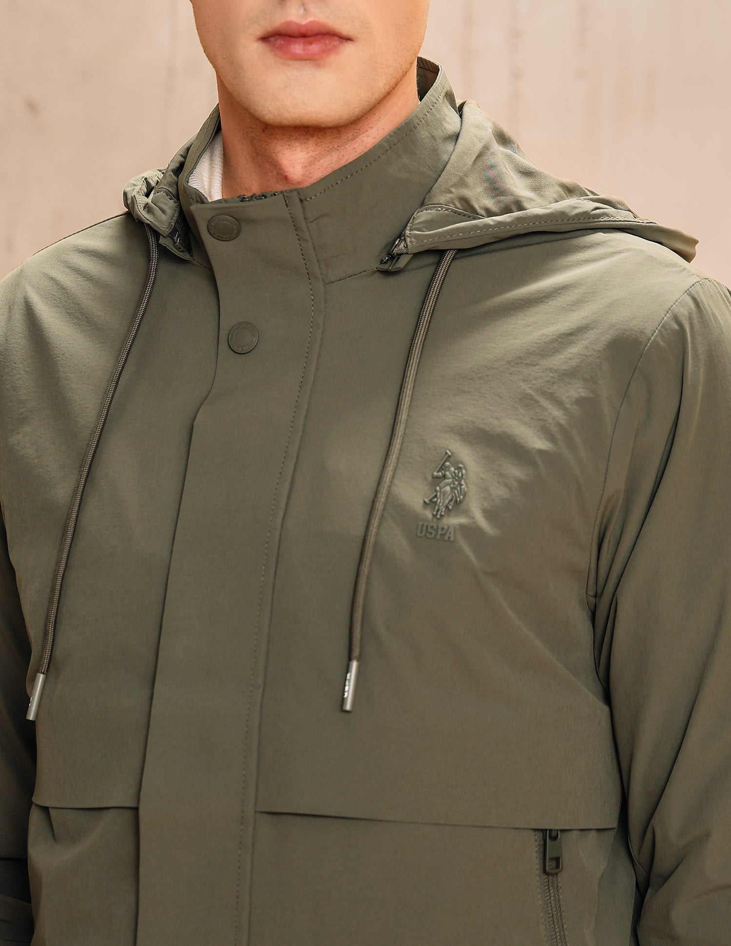 Detachable Hood Legend Of Horseshoe Jacket Olive - U.S. POLO ASSN. | Large