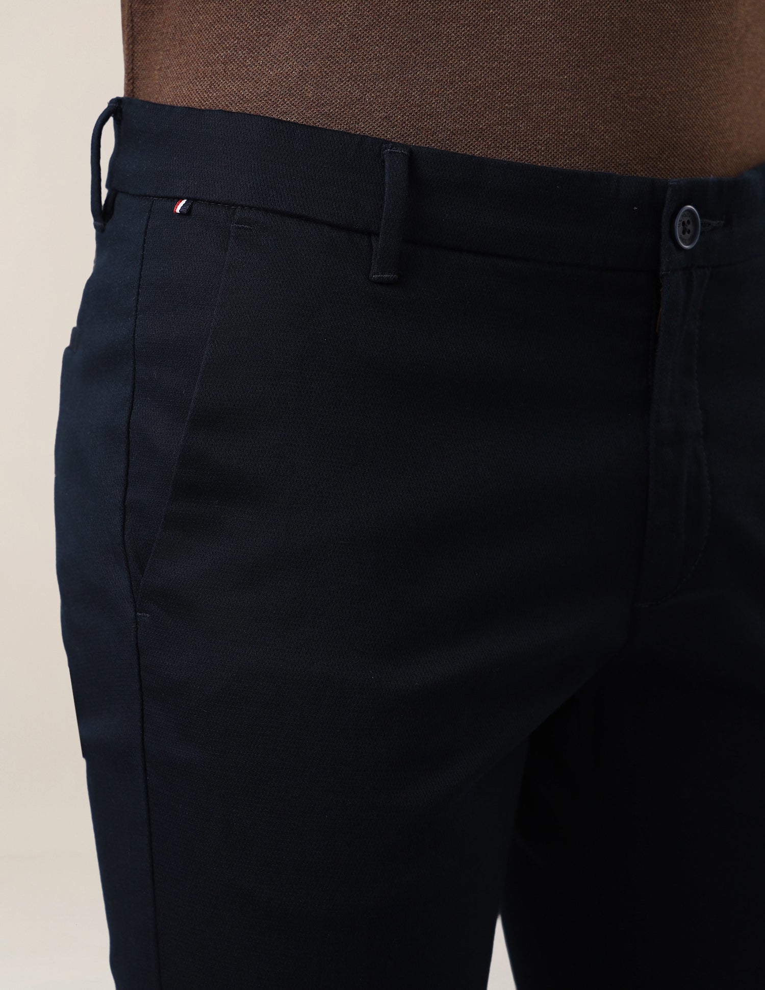 Denver Slim Fit Dobby Trousers Navy - U.S. Polo Assn. India | Large