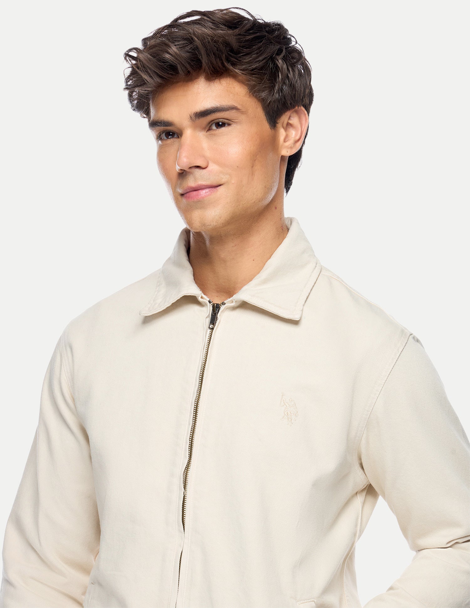 Solid Regular Fit Jacket Ecru - U.S. Polo Assn. India | Large