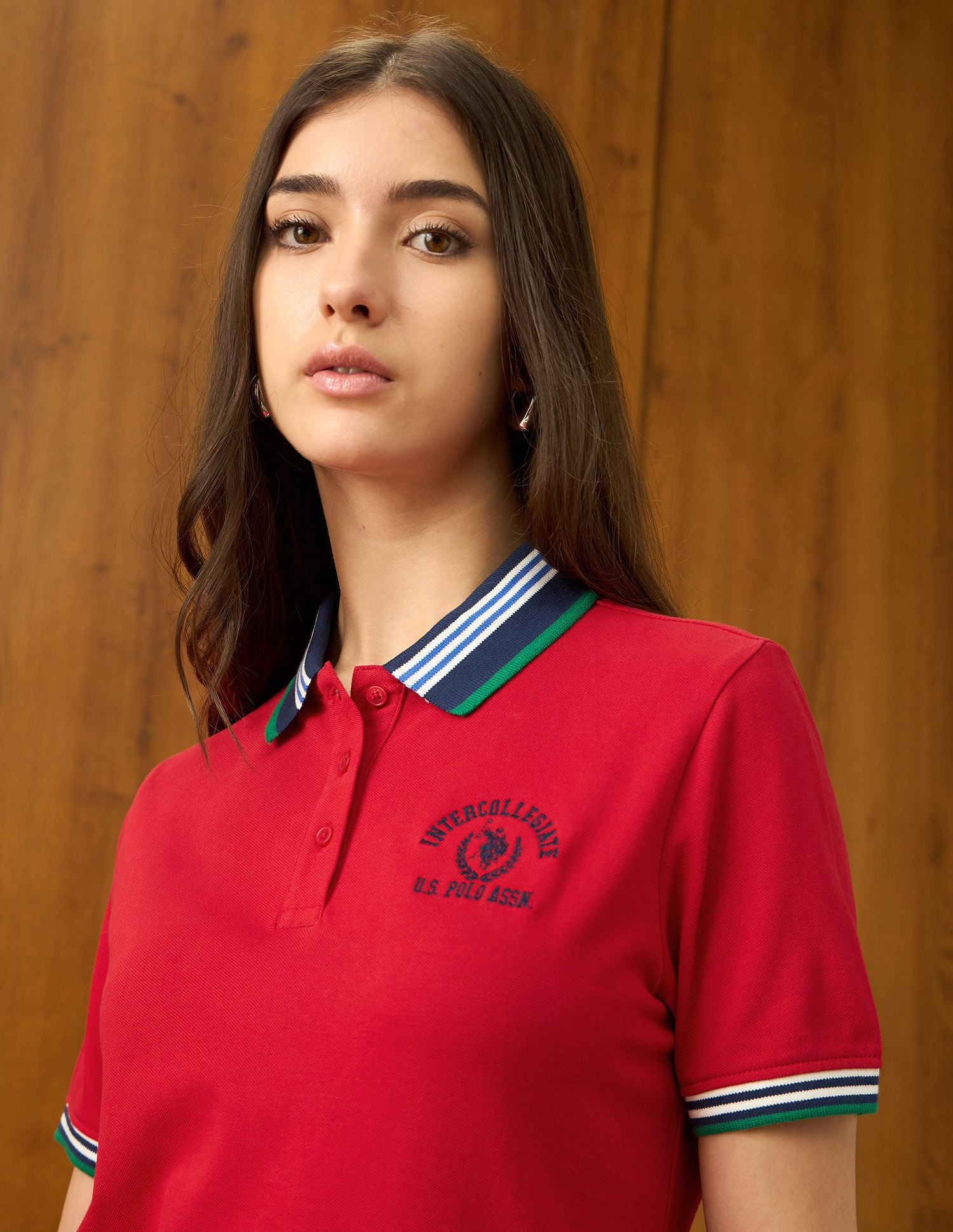 Tipped Collar Boxy Fit Polo Shirt Red - U.S. POLO ASSN. | Large