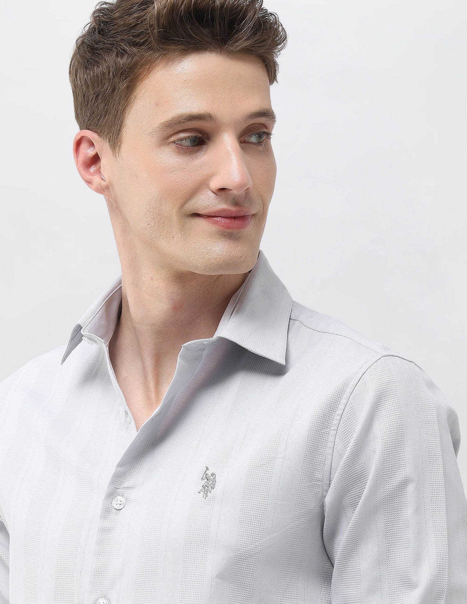 Dobby Textured Shirt Light Grey - U.S. Polo Assn. India | Large