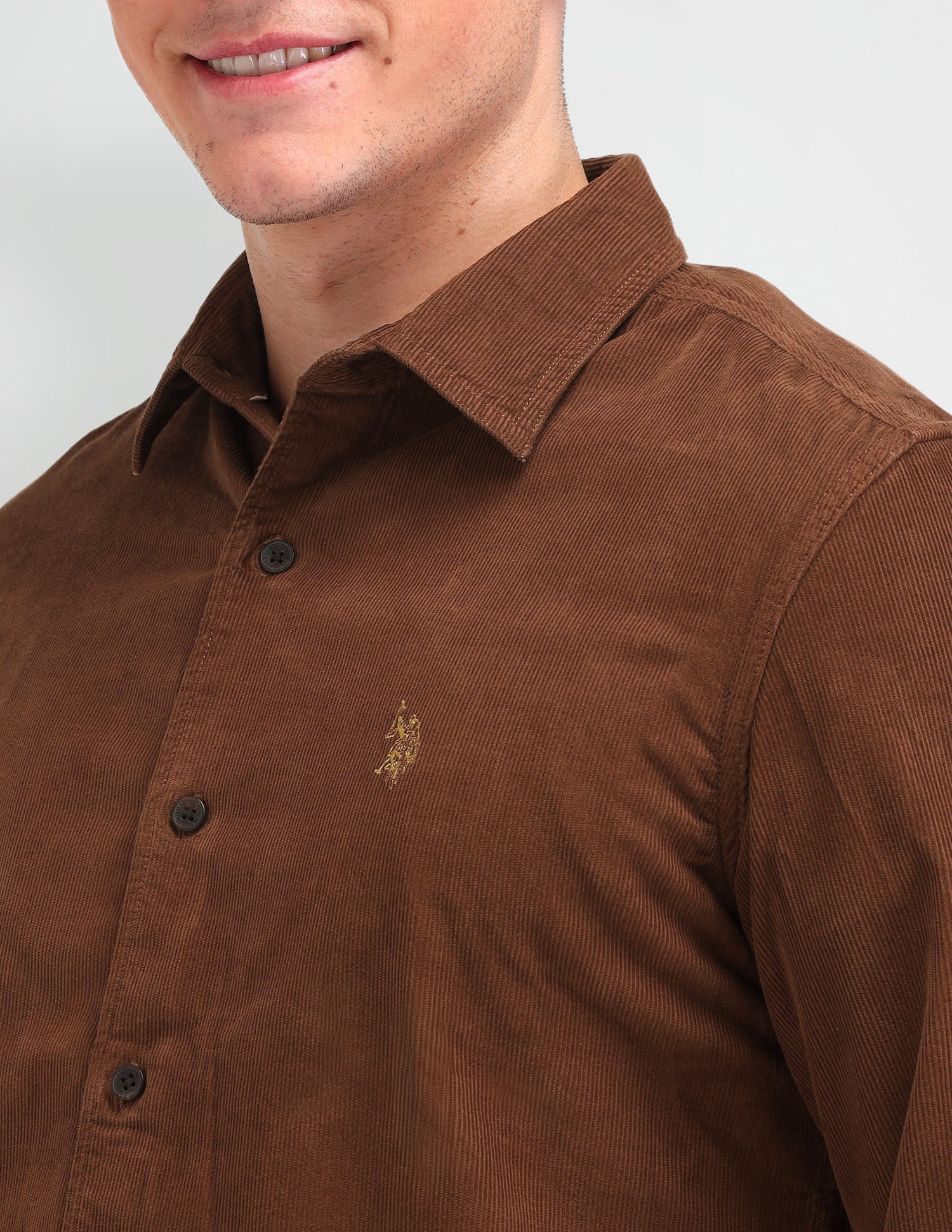 Textured Cotton Shirt Rust - U.S. Polo Assn. India | Large