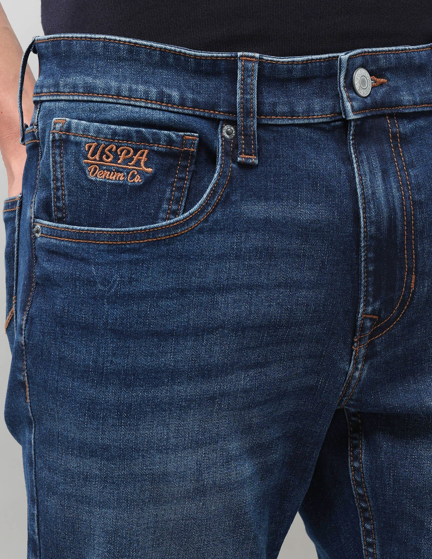 Solid Slim Fit Jeans Blue - U.S. Polo Assn. India | Large