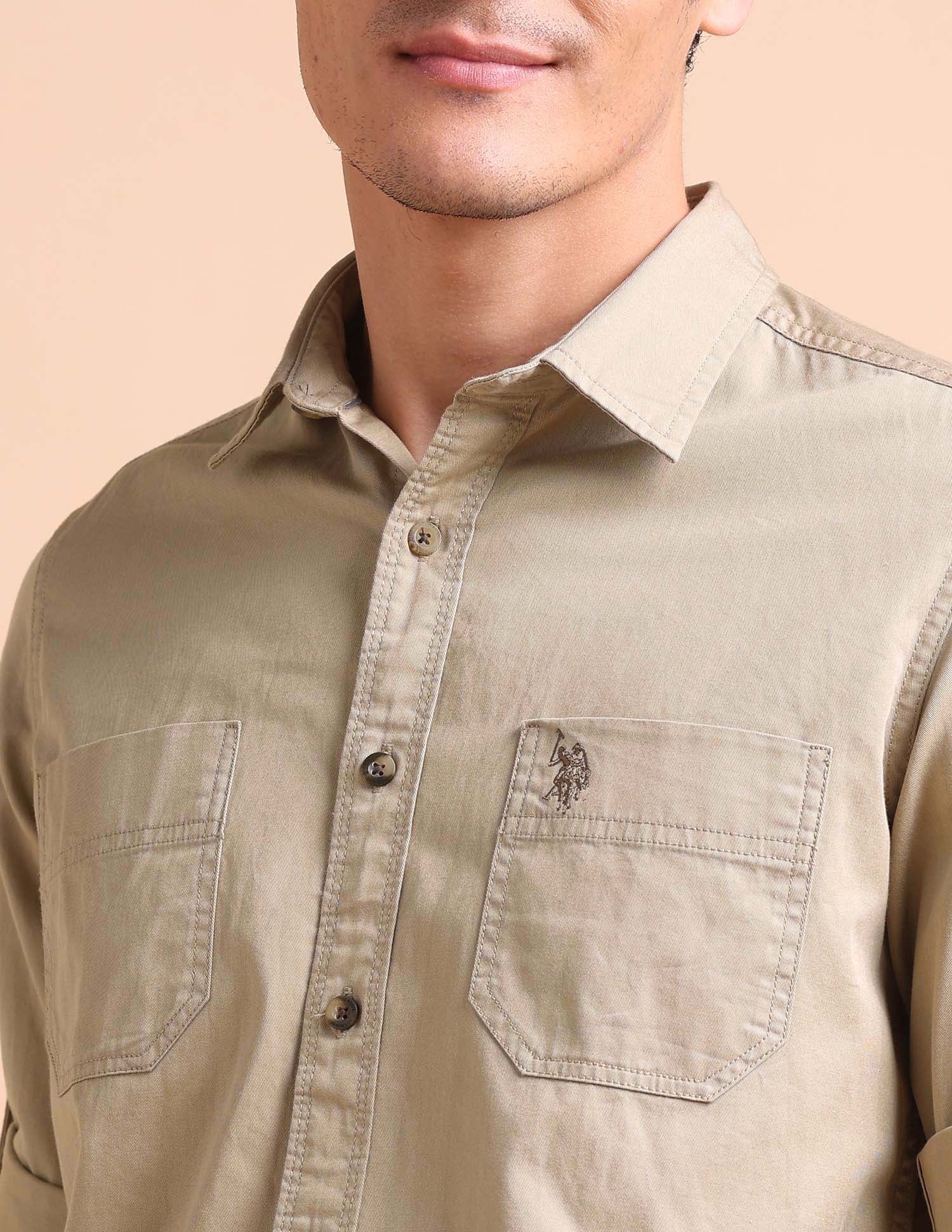 Utility Twill Shirt Light Khaki - U.S. POLO ASSN. | Large