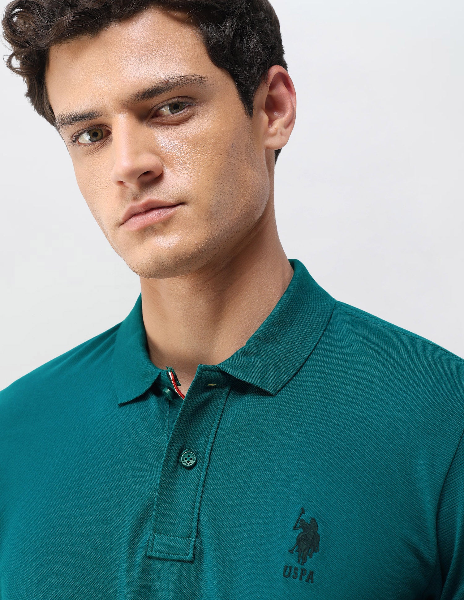 Solid Slim Fit Polo Shirt Dark Green - U.S. Polo Assn. India | Large