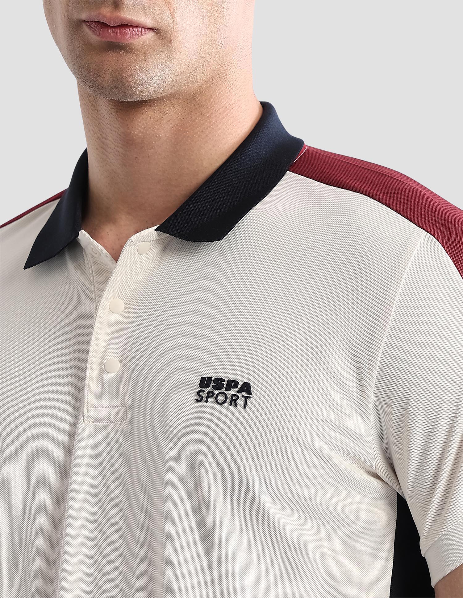 Solid Regular Fit Active Polo Shirt Off White - U.S. POLO ASSN. | Large