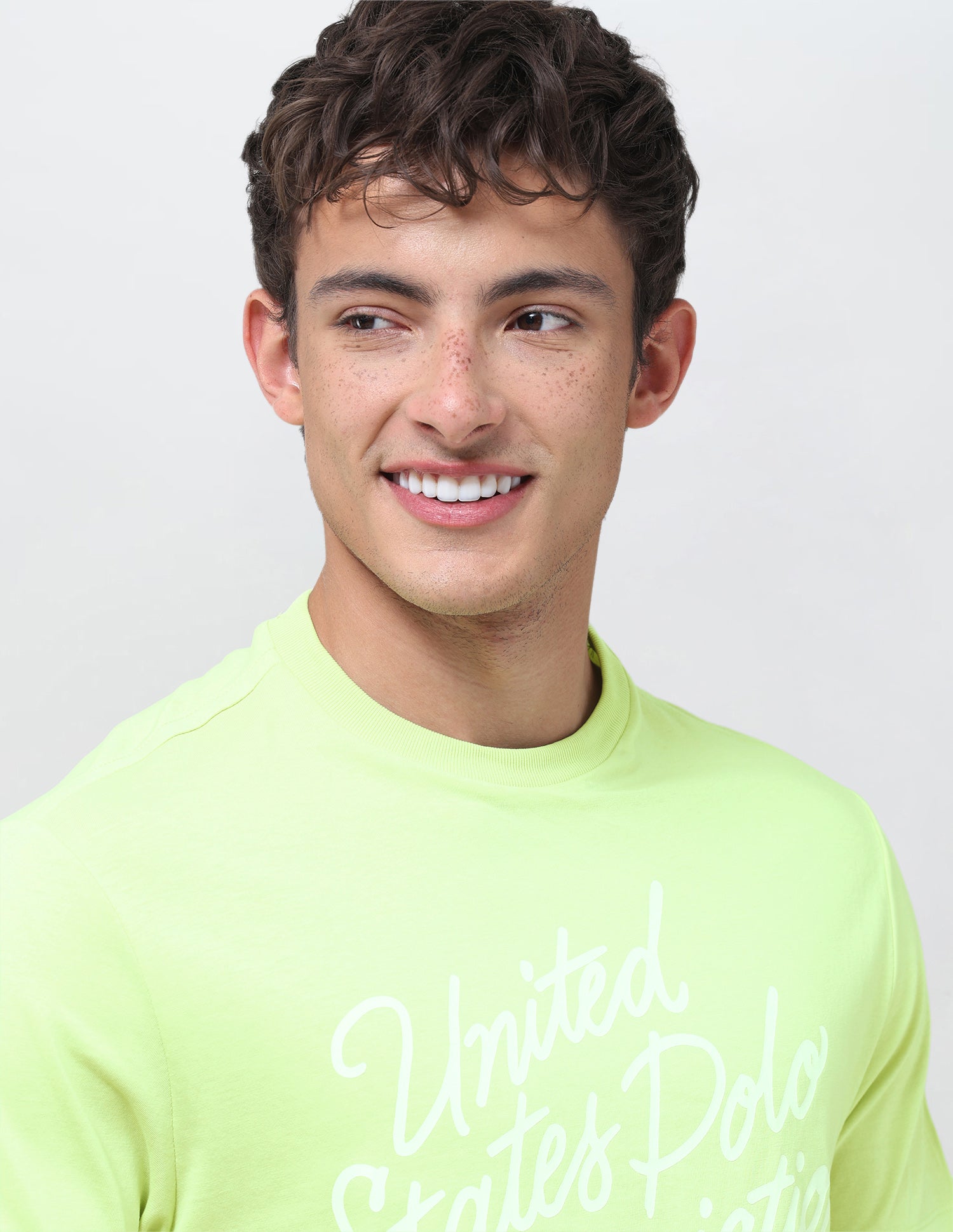 Typographic Brand Printed Regular Fit T-Shirt Green - U.S. Polo Assn. India | Large