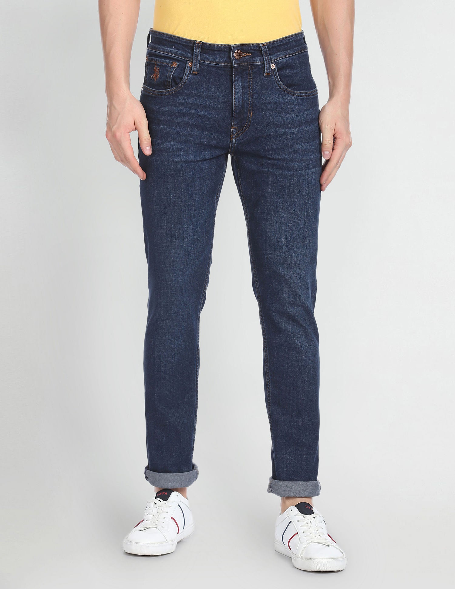 Mid Rise Brandon Slim Tapered Fit Jeans Dark Blue - U.S. Polo Assn. India | Large