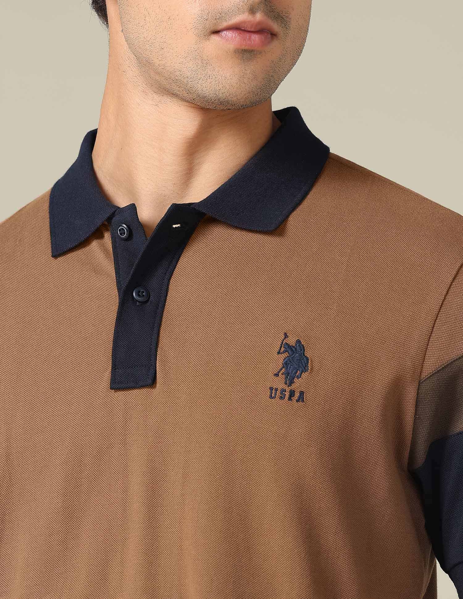 Solid Regular Fit Polo Shirt Light Beige - U.S. POLO ASSN. | Large