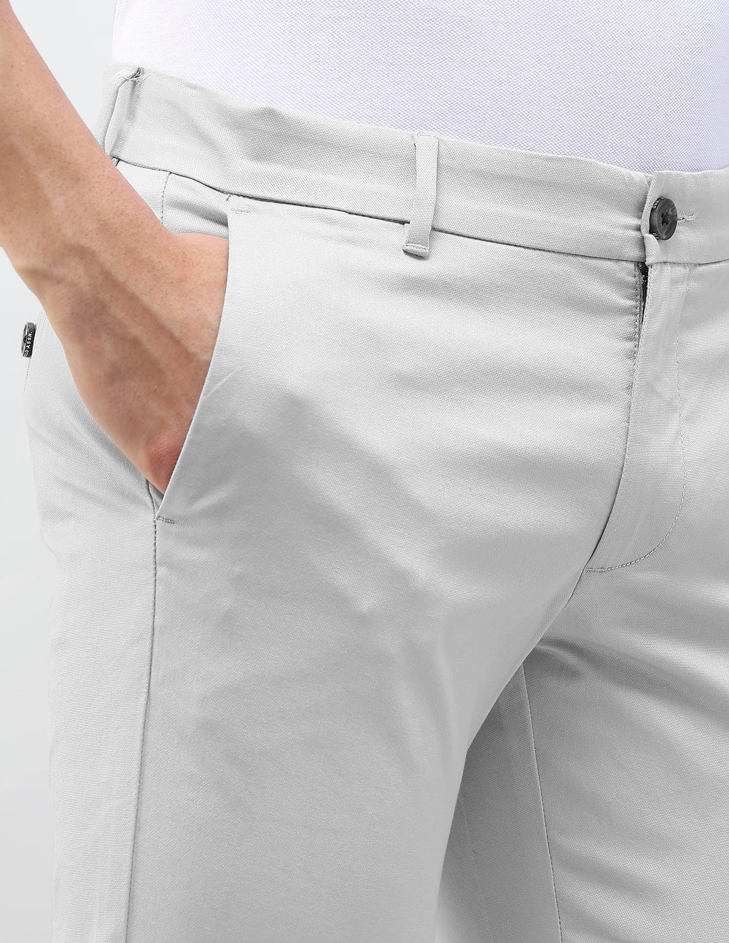 Denver Slim Fit Dobby Trousers Light Grey - U.S. Polo Assn. India | Large