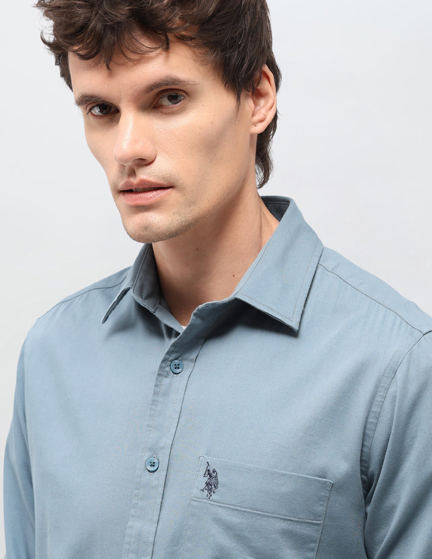 Solid Tailored Fit Shirt Blue - U.S. Polo Assn. India | Large