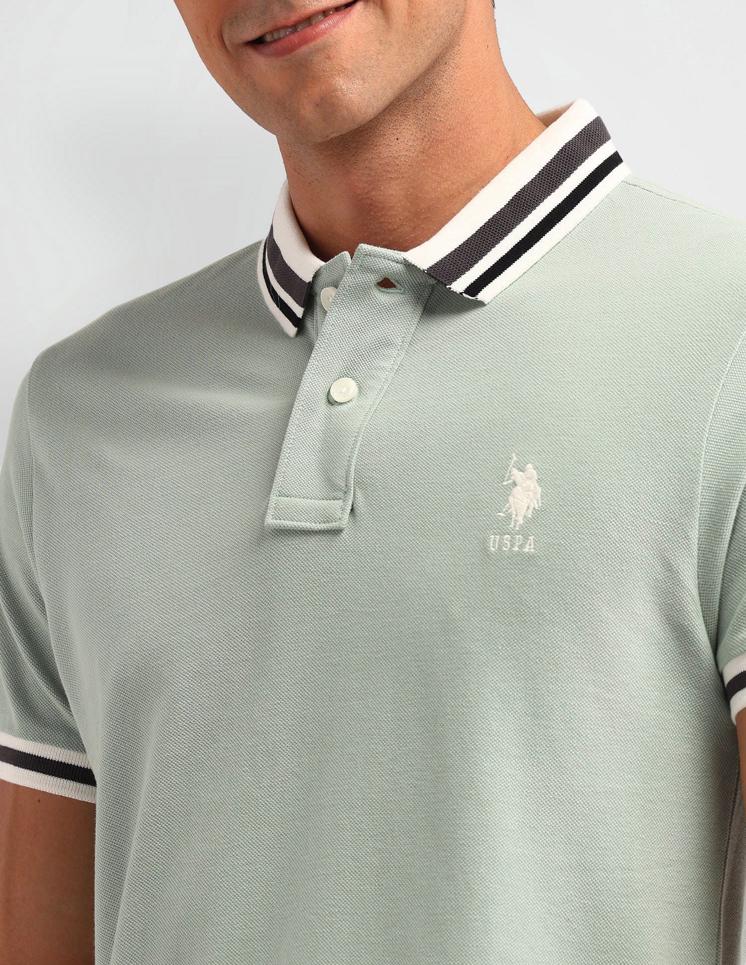 Outdoor Muscle Fit Solid Polo Shirt Mint - U.S. POLO ASSN. | Large