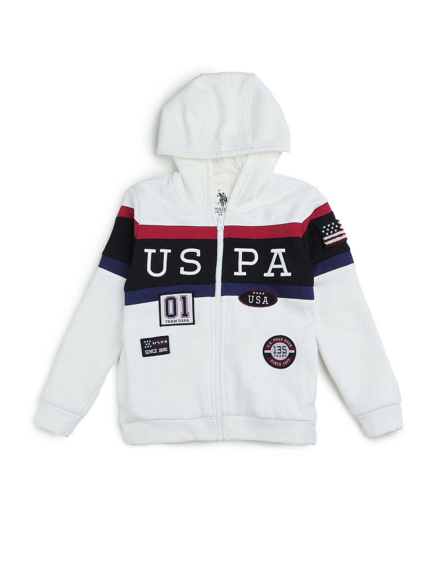 Boys Brand Appliqued Regular Fit Sweatshirt White - U.S. POLO ASSN. | Large