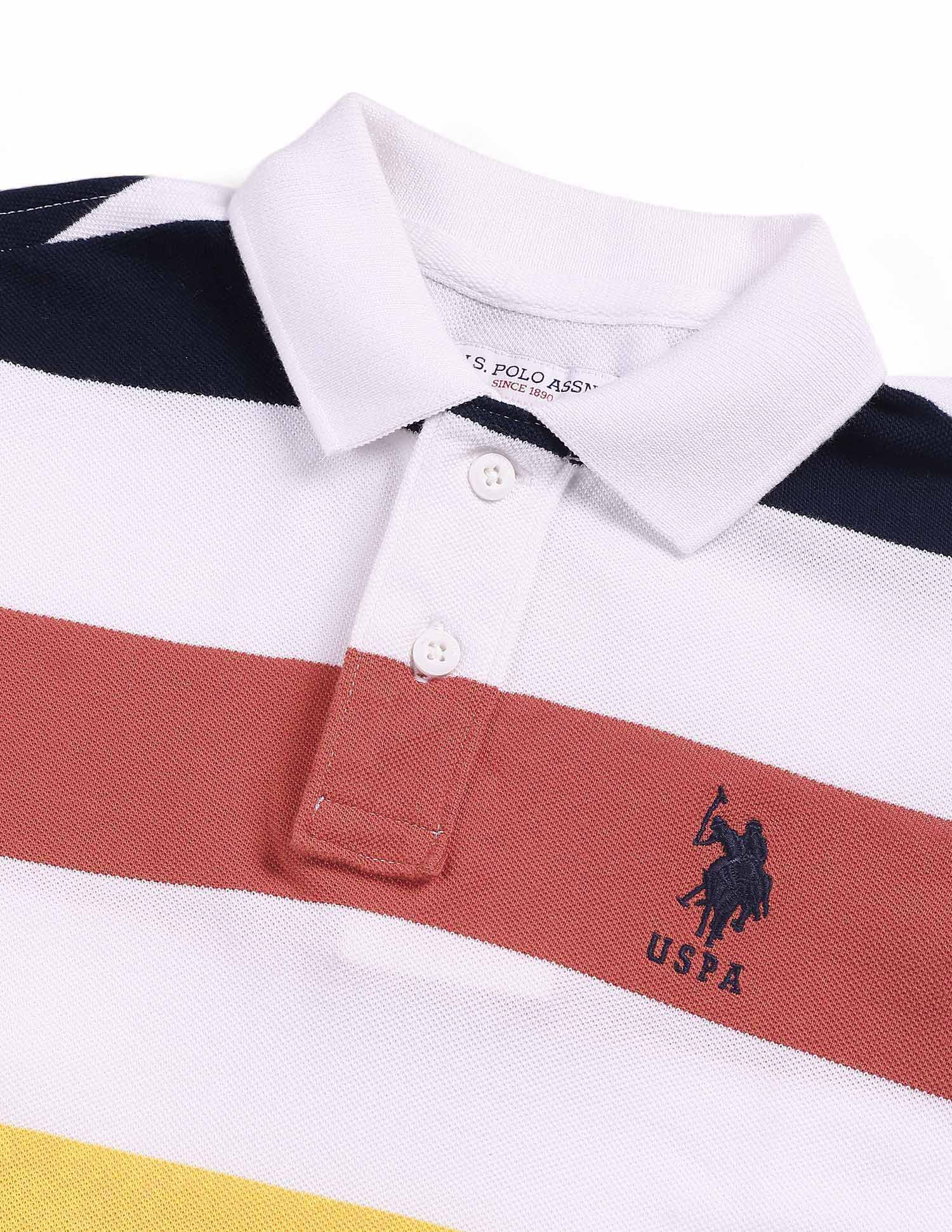 Boys Rugby Stripe Polo Shirt White - U.S. Polo Assn. India | Large