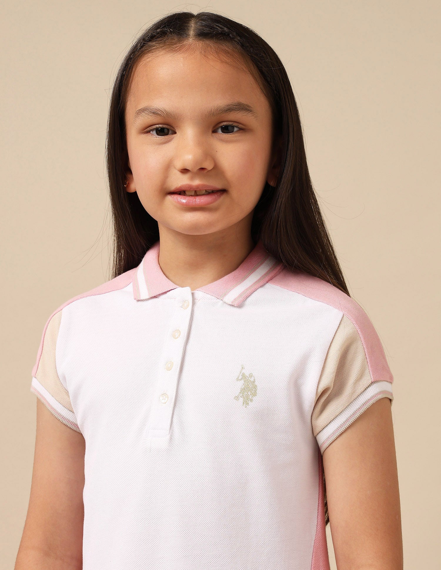 Girls Colour Block Polo Dress White - U.S. Polo Assn. India | Large