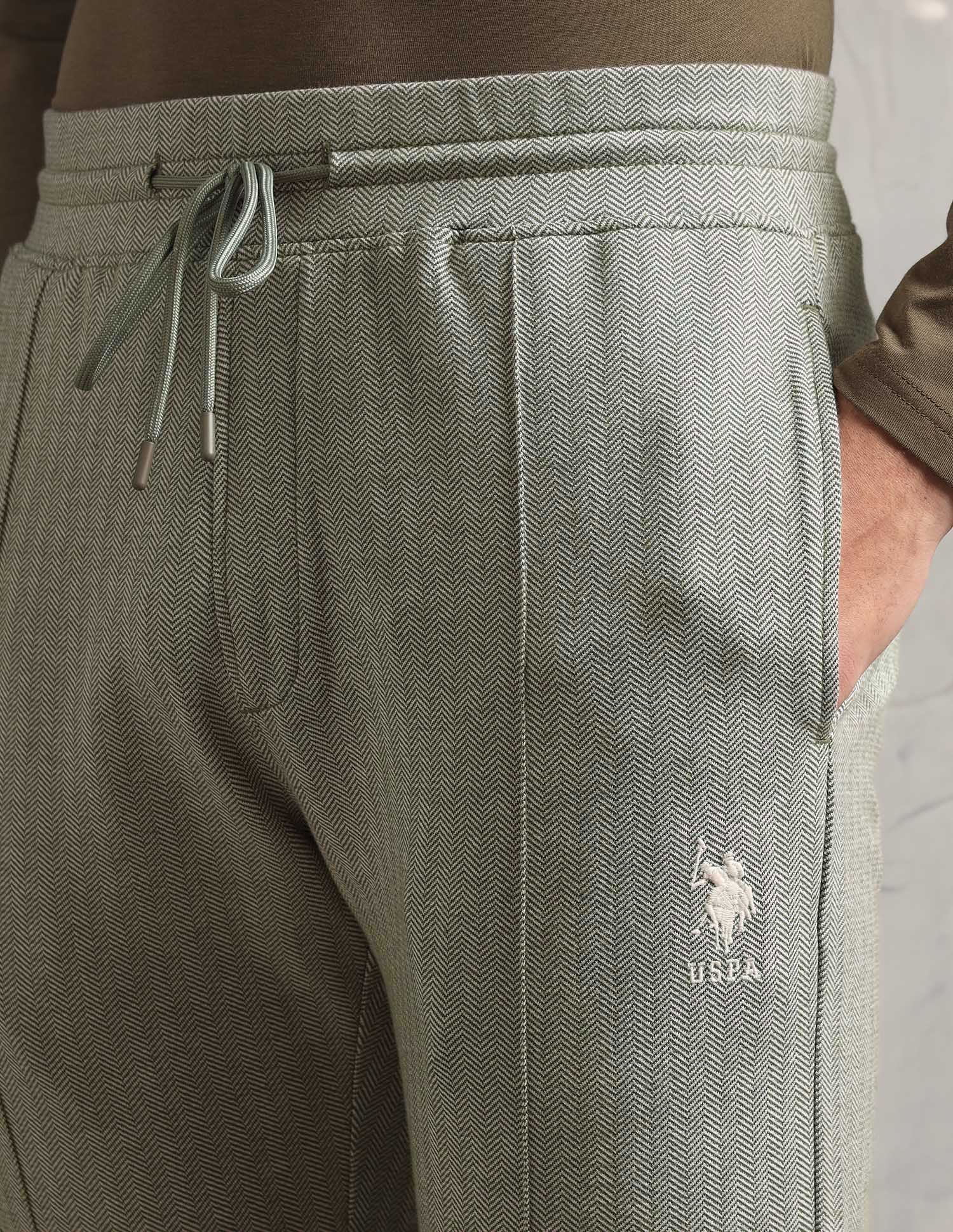 Chevron Cotton Stretch PR003 Lounge Pants - Pack Of 1 Deep Lichen Green - U.S. Polo Assn. India | Large