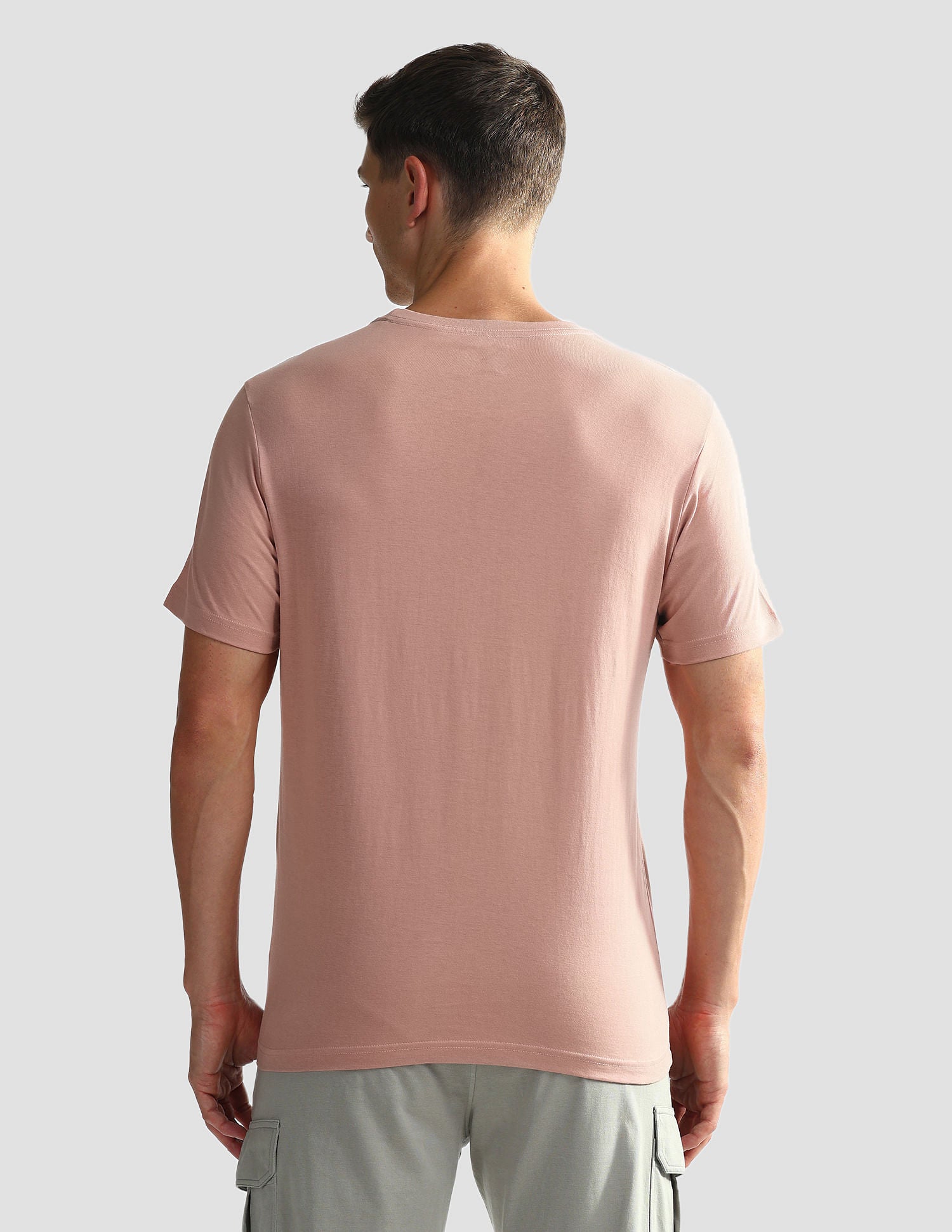 Brand Print Cotton OEE02 Lounge T-Shirt - Pack Of 2 Pastle Pink and Grey Mel - U.S. POLO ASSN. | Large