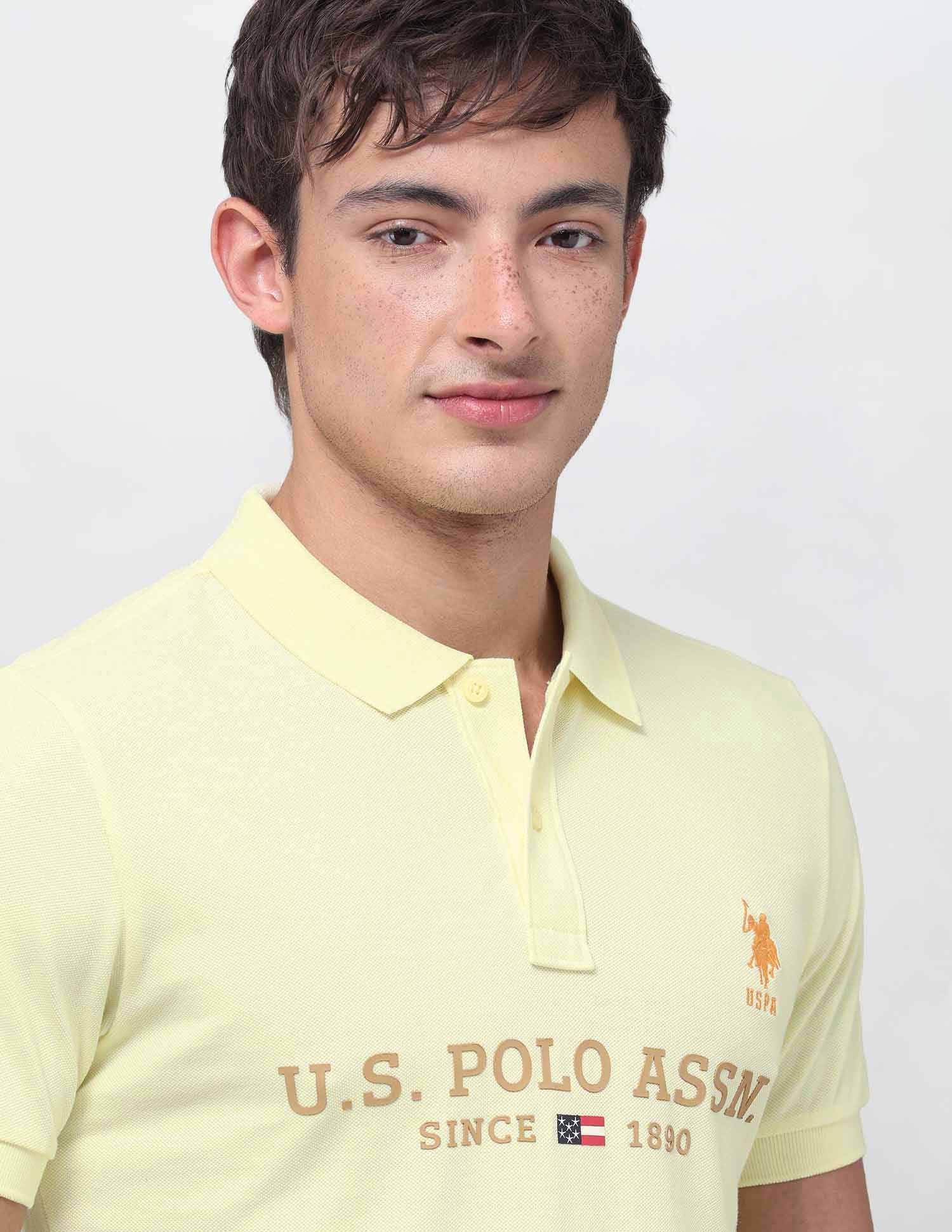 Brand Printed Regular Fit Polo Shirt Yellow - U.S. Polo Assn. India | Large