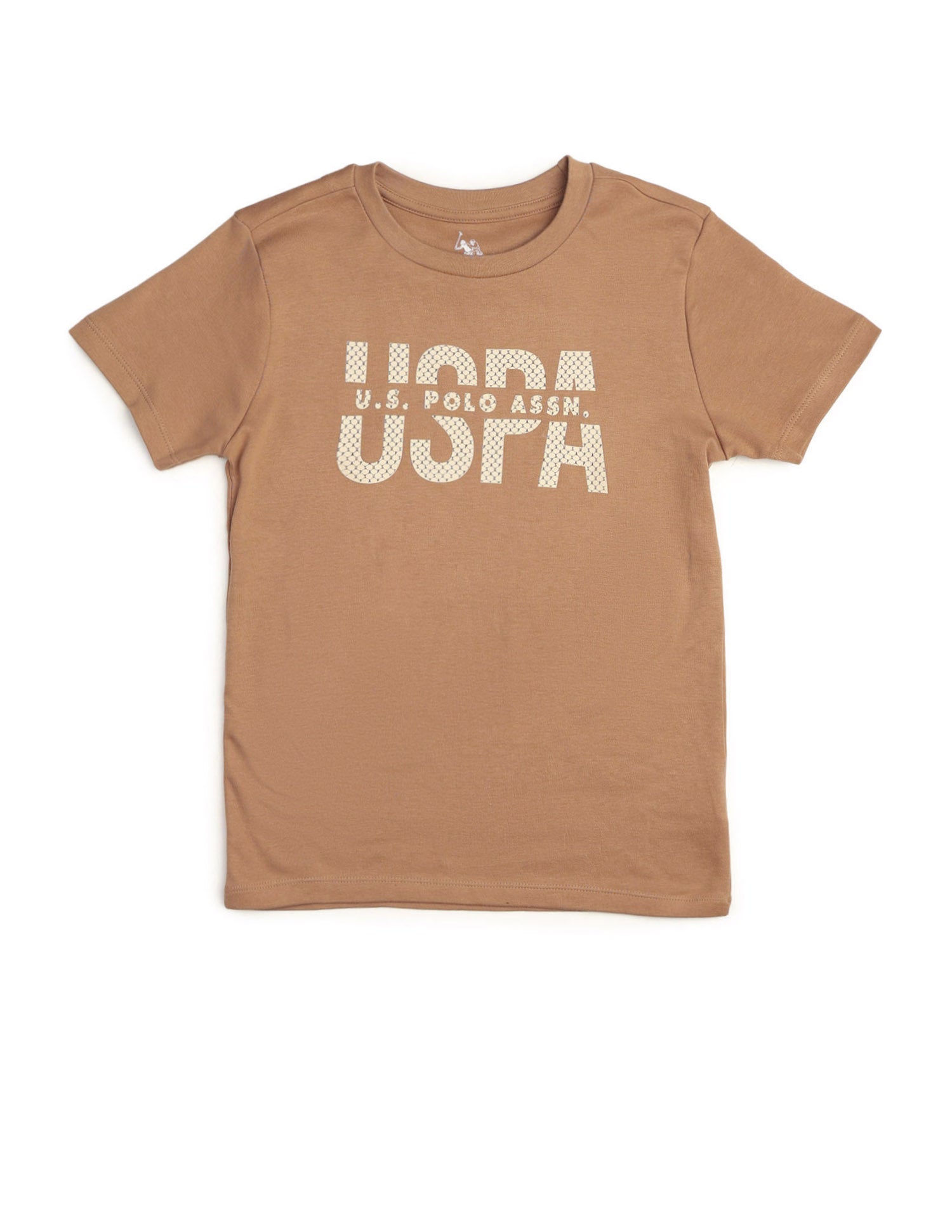 Boys Pure Cotton Brand Printed T Shirt Light Brown - U.S. POLO ASSN. | Large
