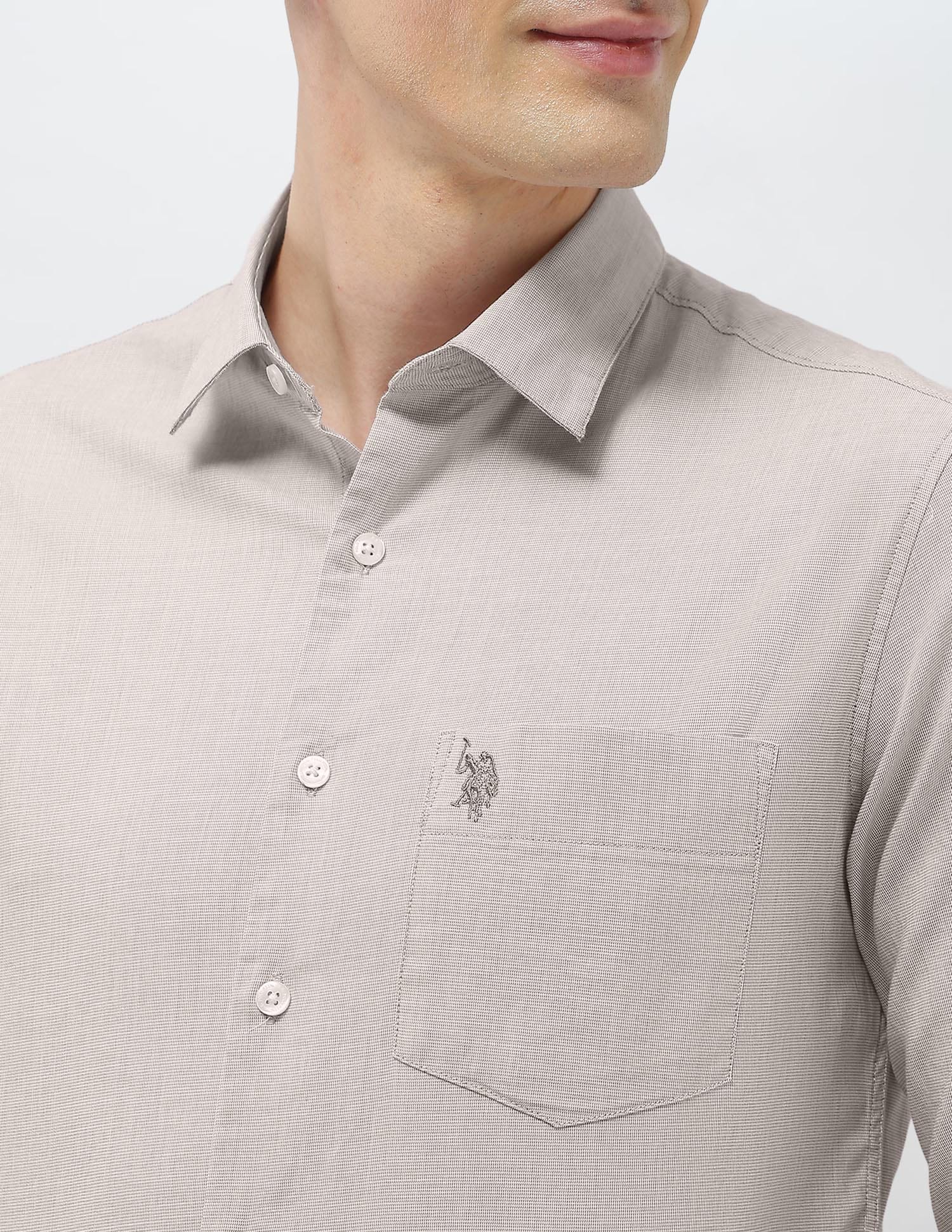 Solid Casa De Campo Shirt Khaki - U.S. Polo Assn. India | Large