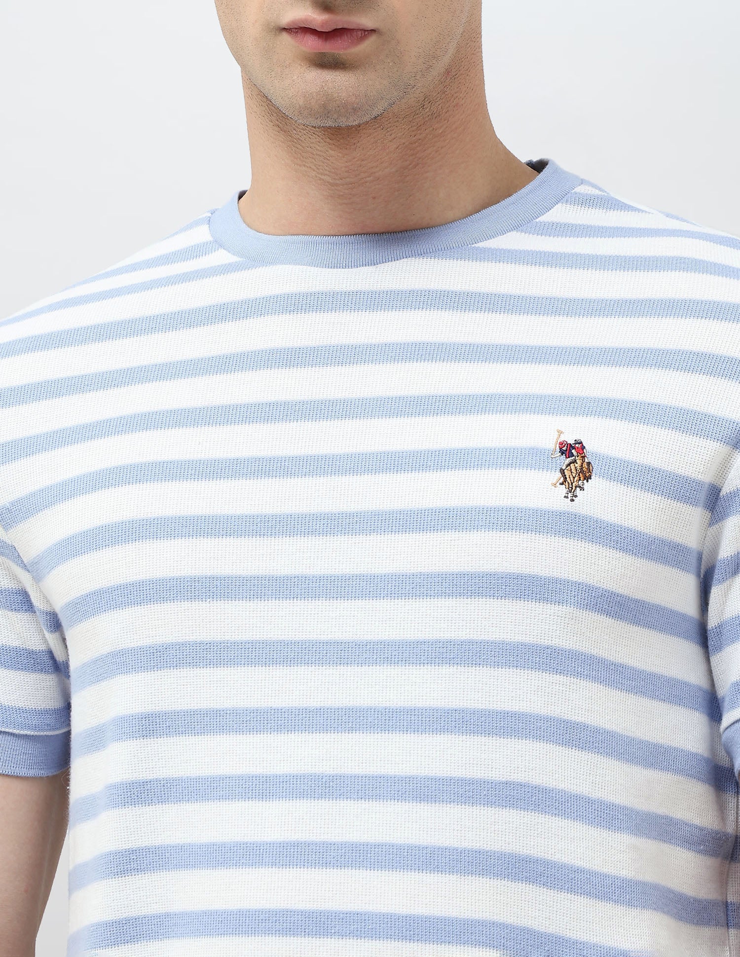 Horizontal Striped Denim Legacy T-Shirt Light Blue - U.S. POLO ASSN. | Large