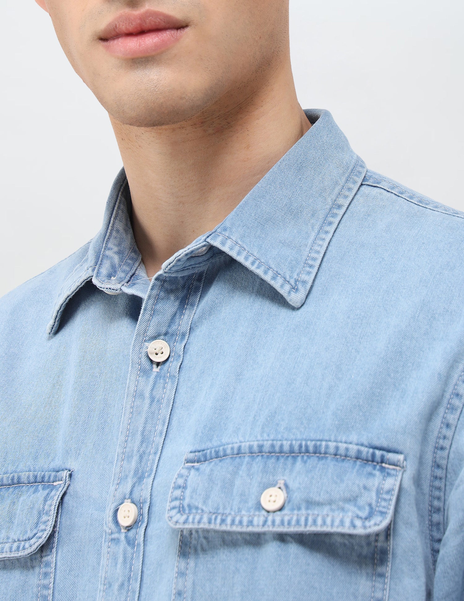 Twill Relaxed Fit Shirt Light Indigo - U.S. Polo Assn. India | Large