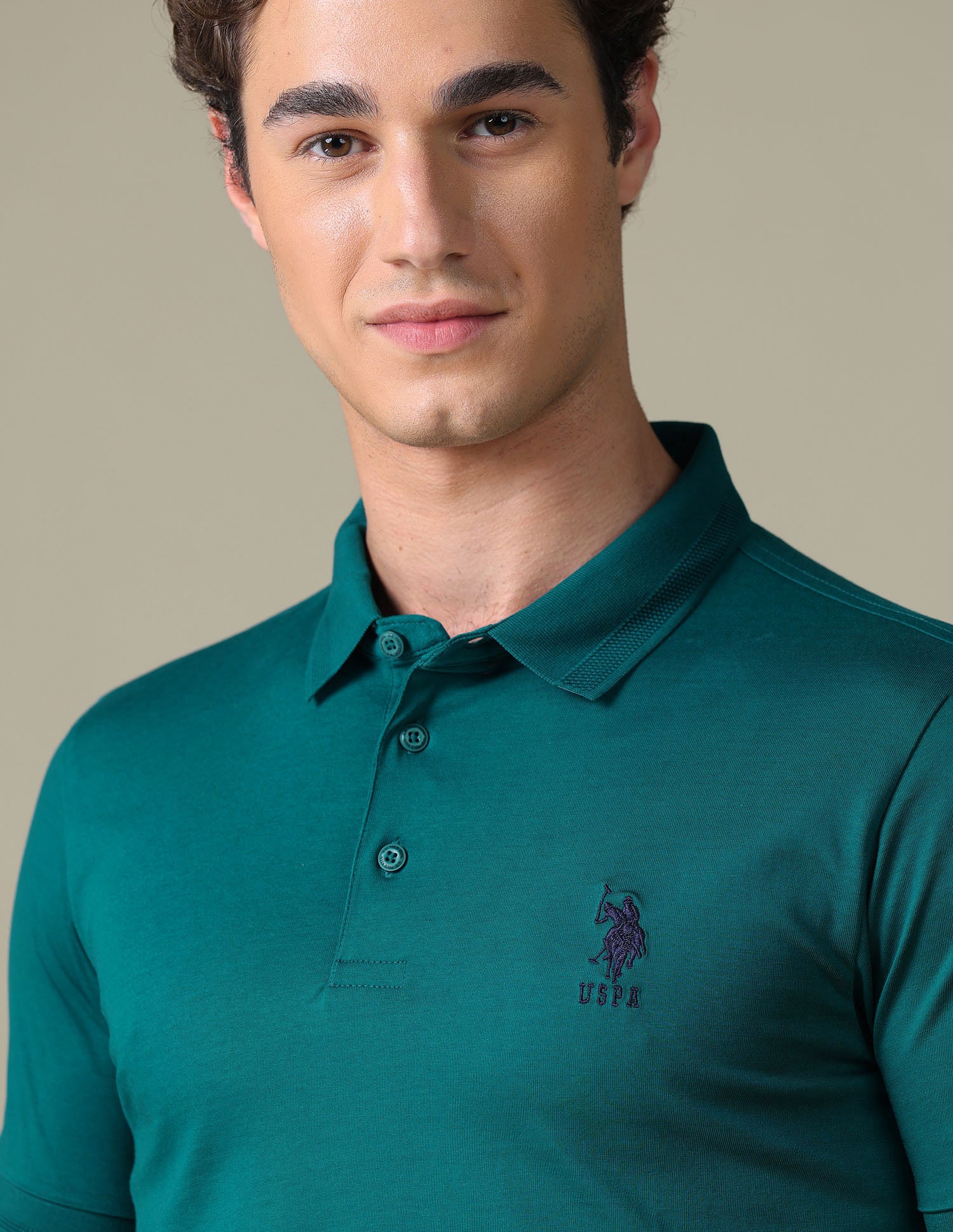 Solid Regular Fit Polo Shirt Teal - U.S. Polo Assn. India | Large