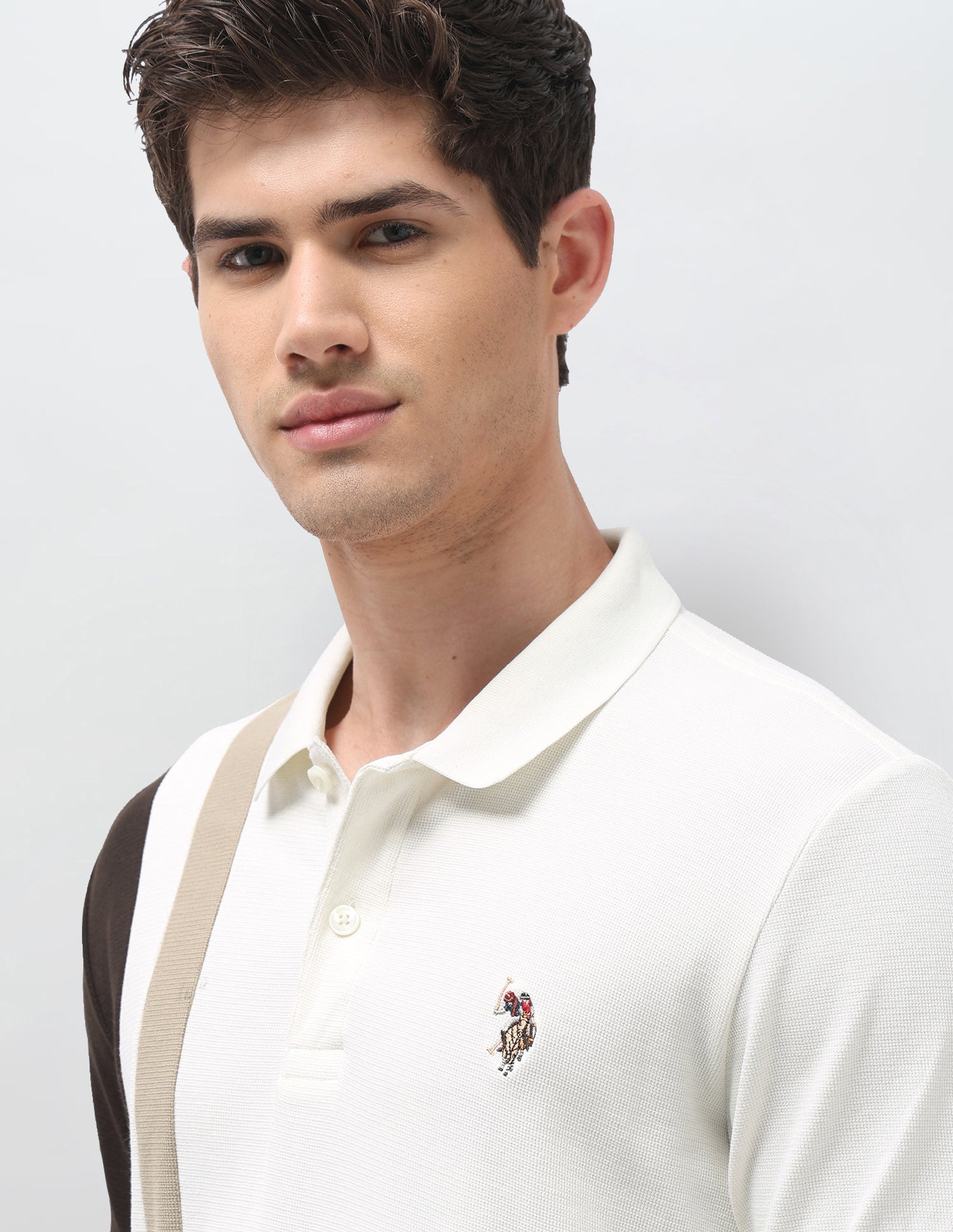 Colourblocked Slim Fit Polo Shirt Ivory - U.S. Polo Assn. India | Large