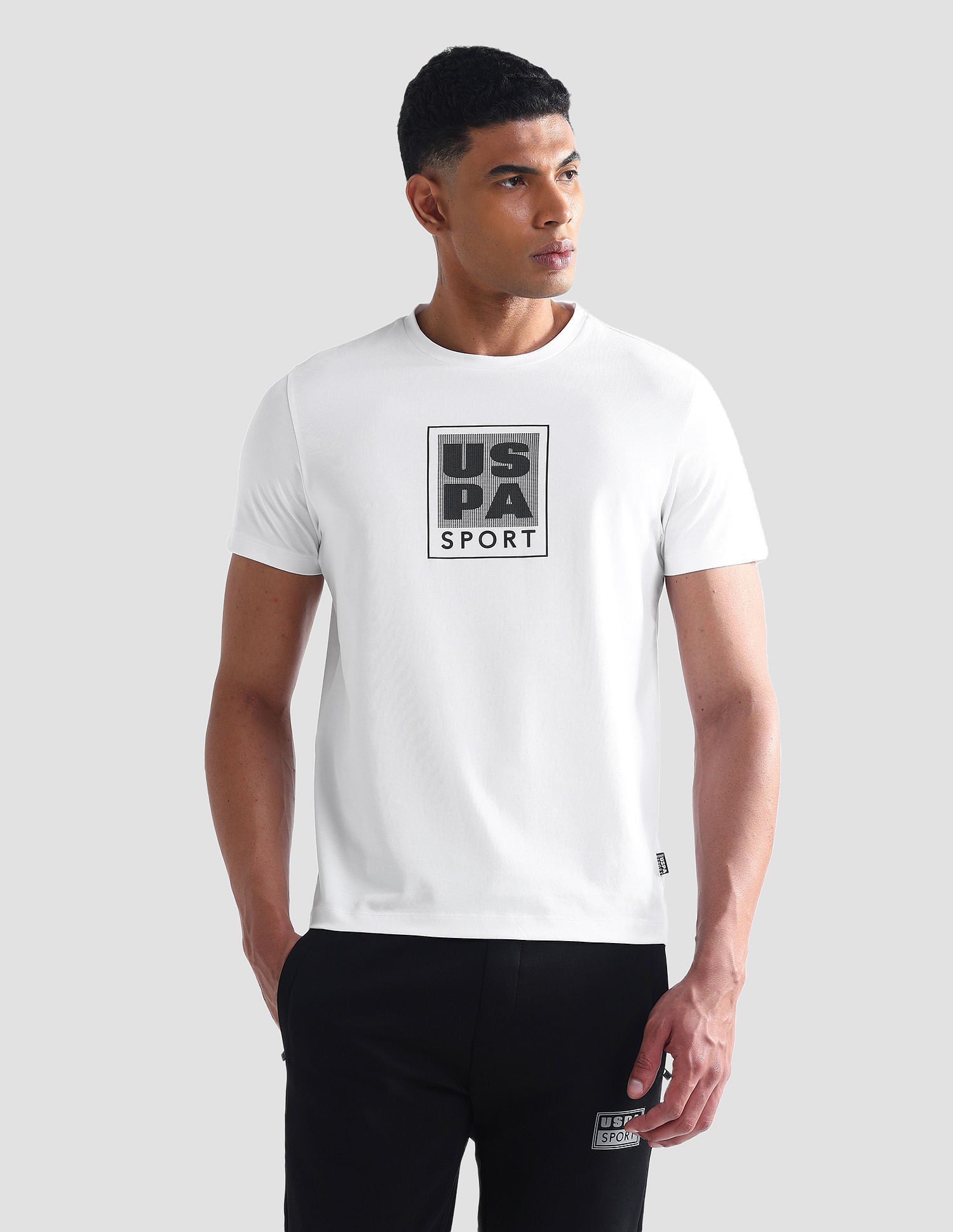 Brand Print Cotton Blend T-Shirt White - U.S. Polo Assn. India | Large