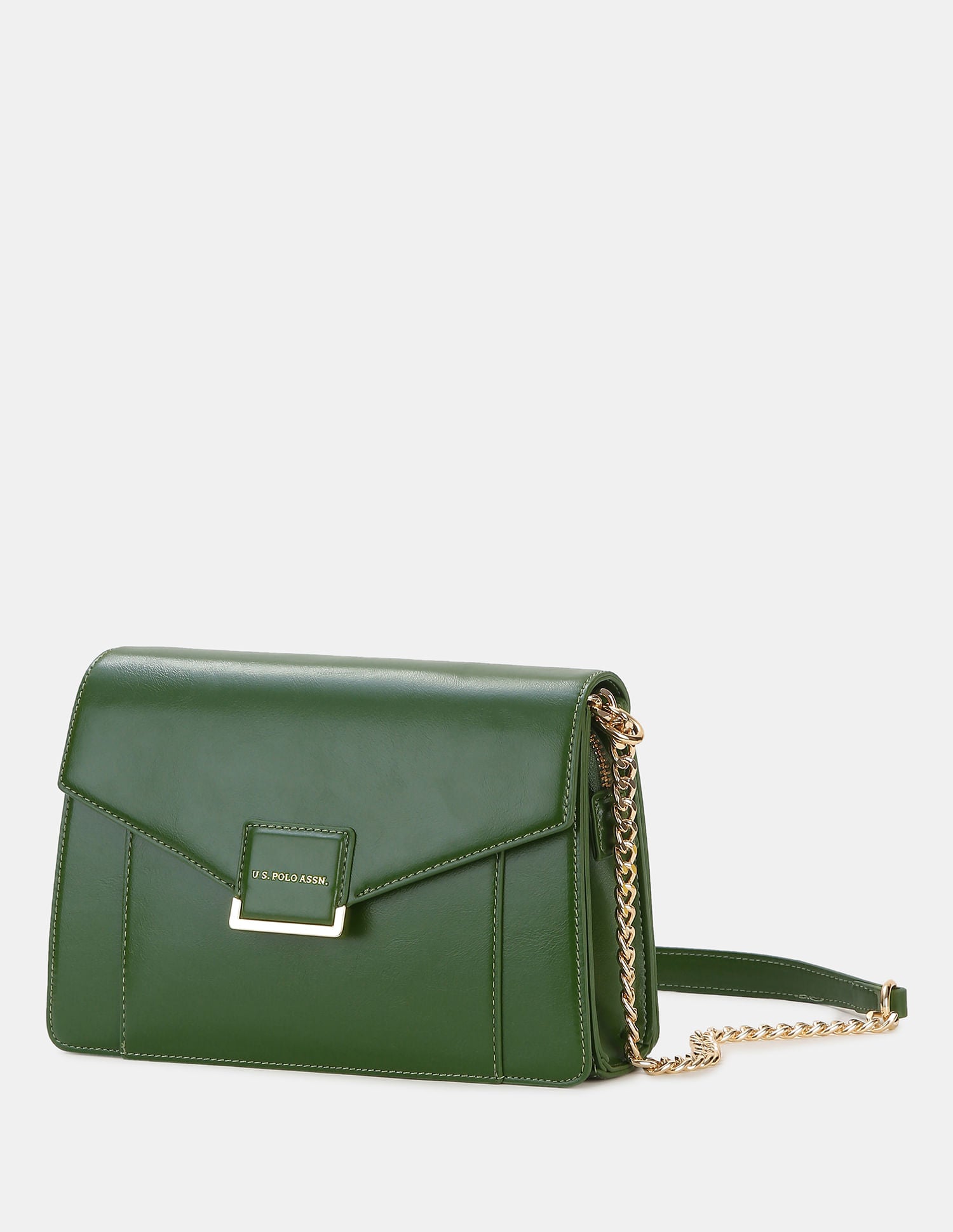 Women Bliss Sling Bag with Solid Structured Design Green - U.S. POLO ASSN. | Large