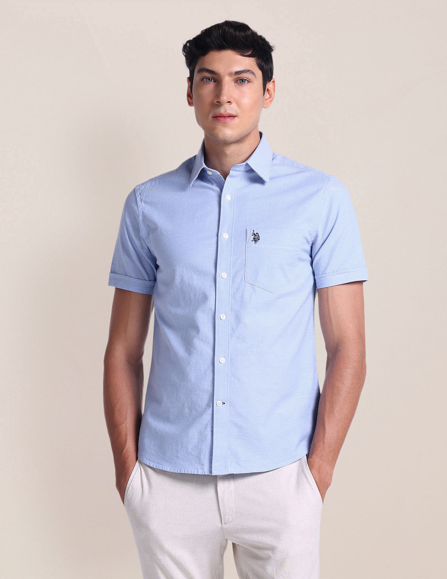 Tailored Fit Oxford Shirt Light Blue - U.S. POLO ASSN. | Large