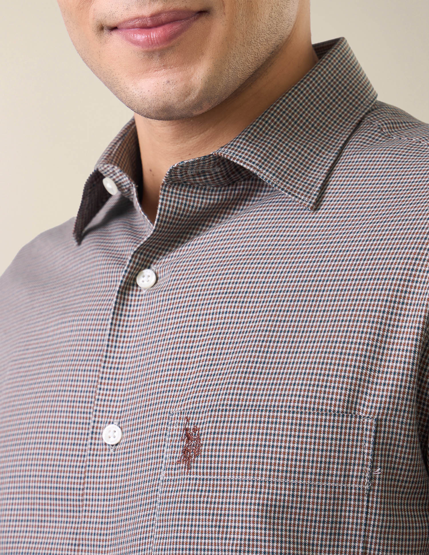 Micro Checked Twill Shirt Rust - U.S. Polo Assn. India | Large
