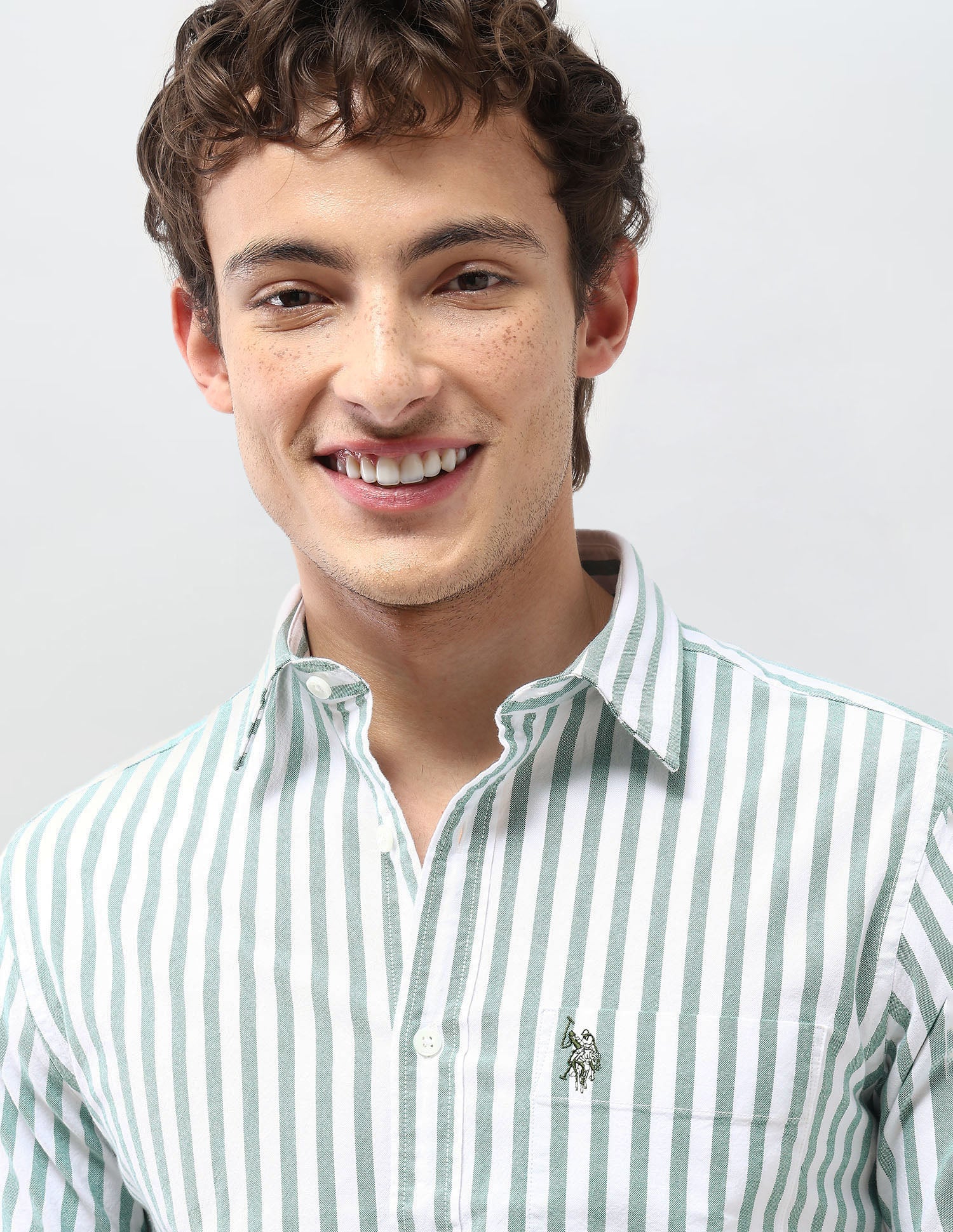 New Port Marina Vertical Striped Shirt Green - U.S. Polo Assn. India | Large