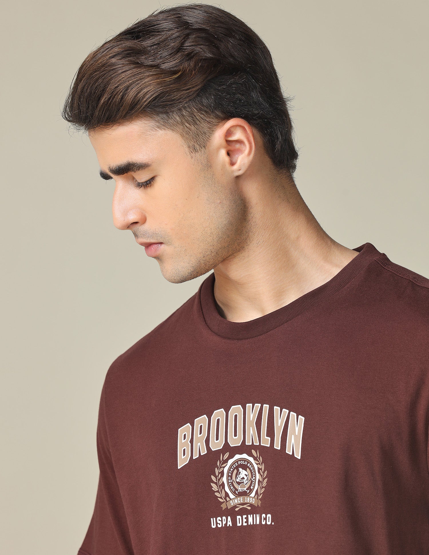 Oversized Fit Typographic Printed T- Shirt Maroon - U.S. POLO ASSN. | Large