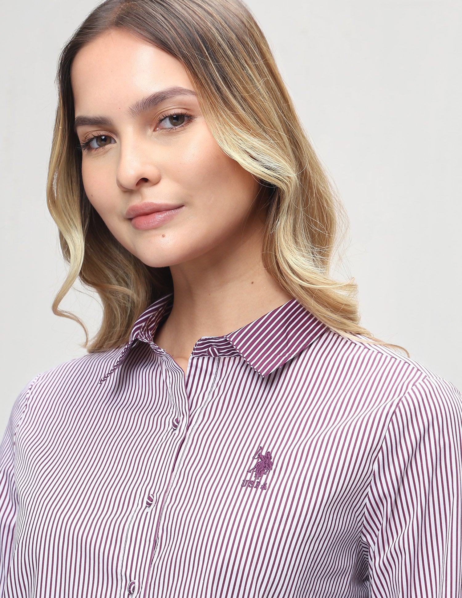 Vertical Striped Regular Fit Shirt Purple - U.S. Polo Assn. India | Large