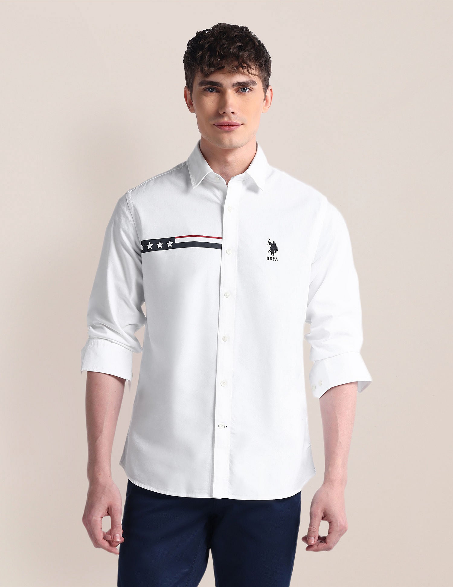 Long Sleeve Graphic Print Shirt White - U.S. POLO ASSN. | Large