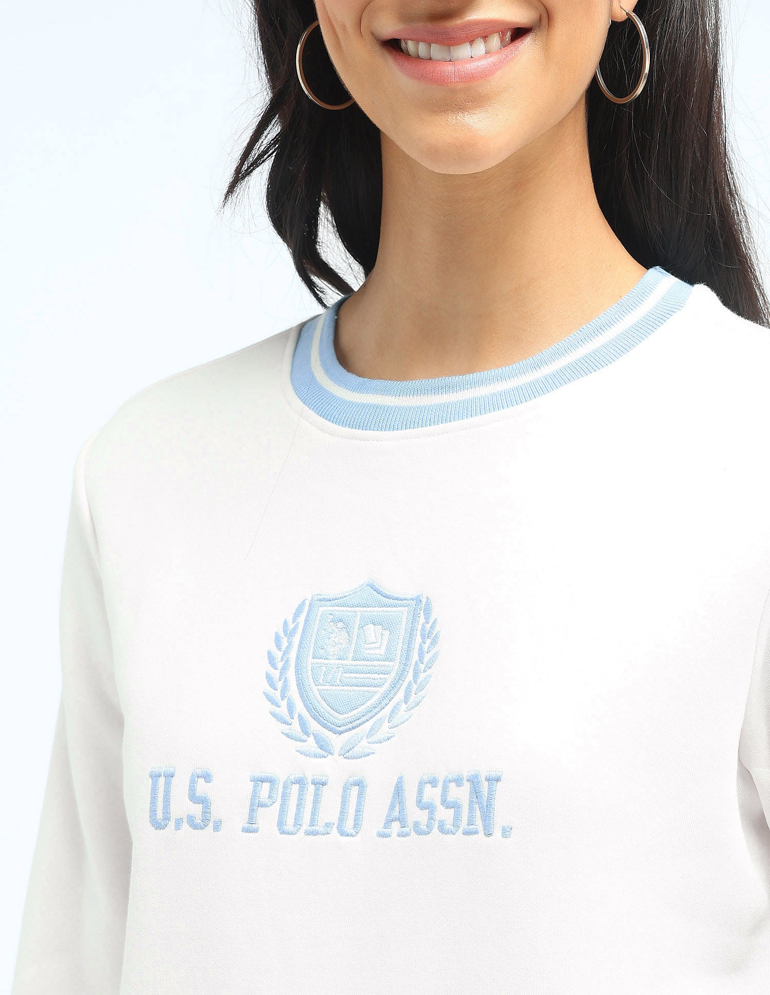 Brand Printed Regular Fit Sweatshirt Cream - U.S. Polo Assn. India | Large
