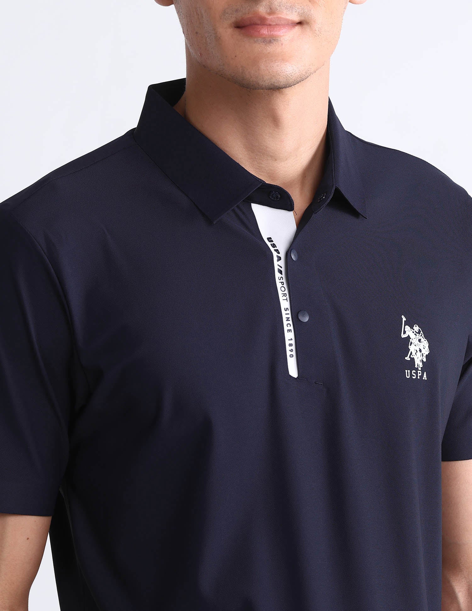 Solid Slim Fit Polo Shirt Navy - U.S. Polo Assn. India | Large