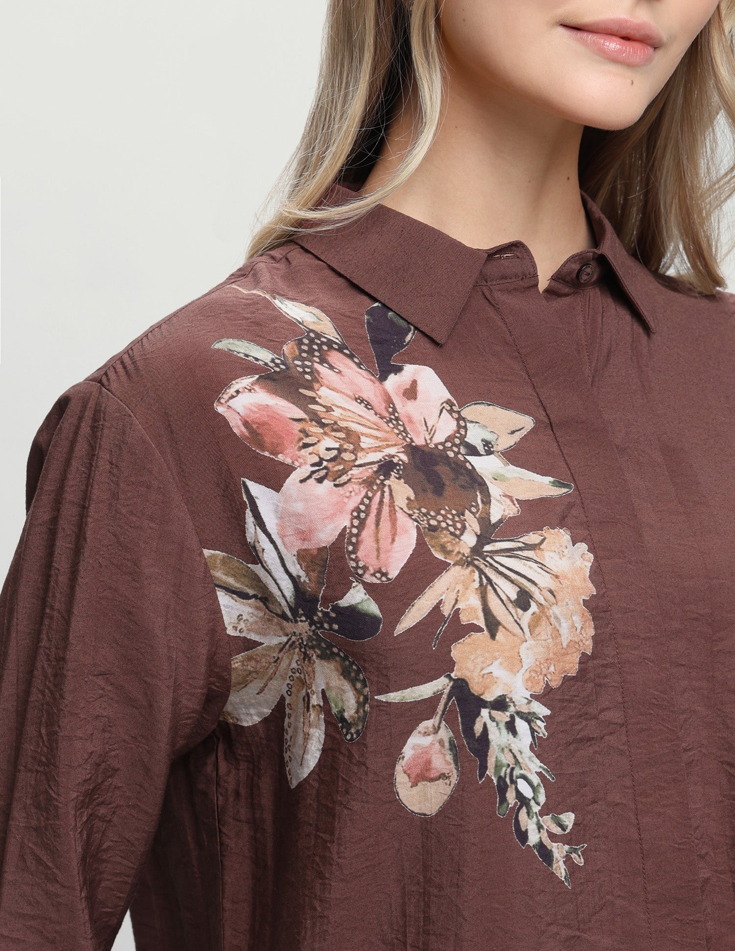 Floral Printed Regular Fit Shirt Dark Brown - U.S. Polo Assn. India | Large