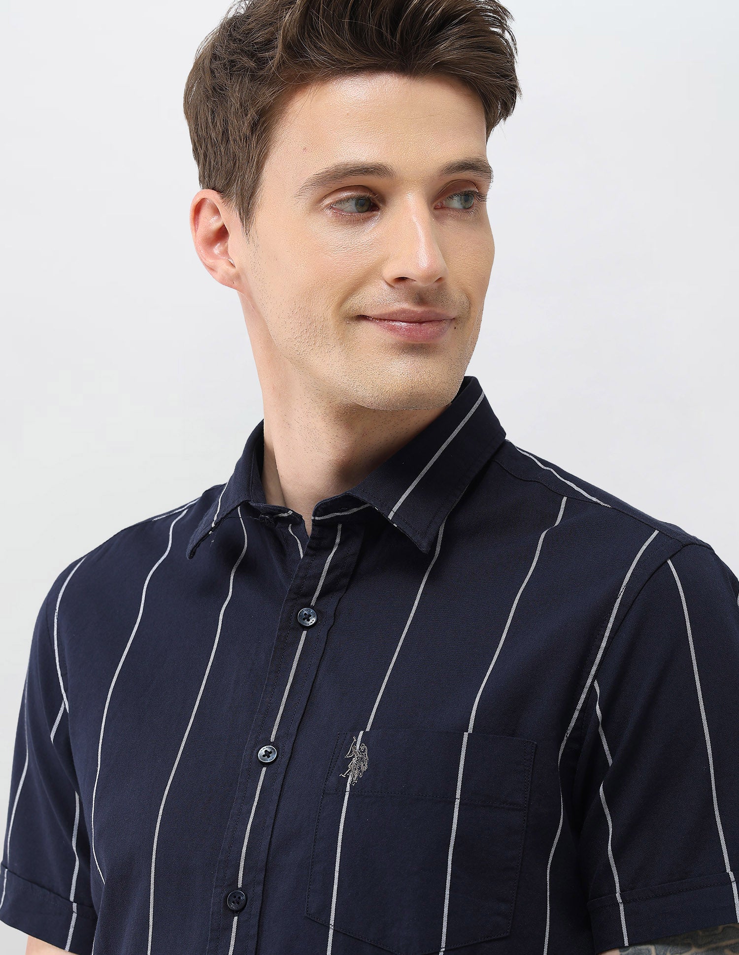 Oxford Regular Fit Vertical Striped Shirt Navy - U.S. Polo Assn. India | Large