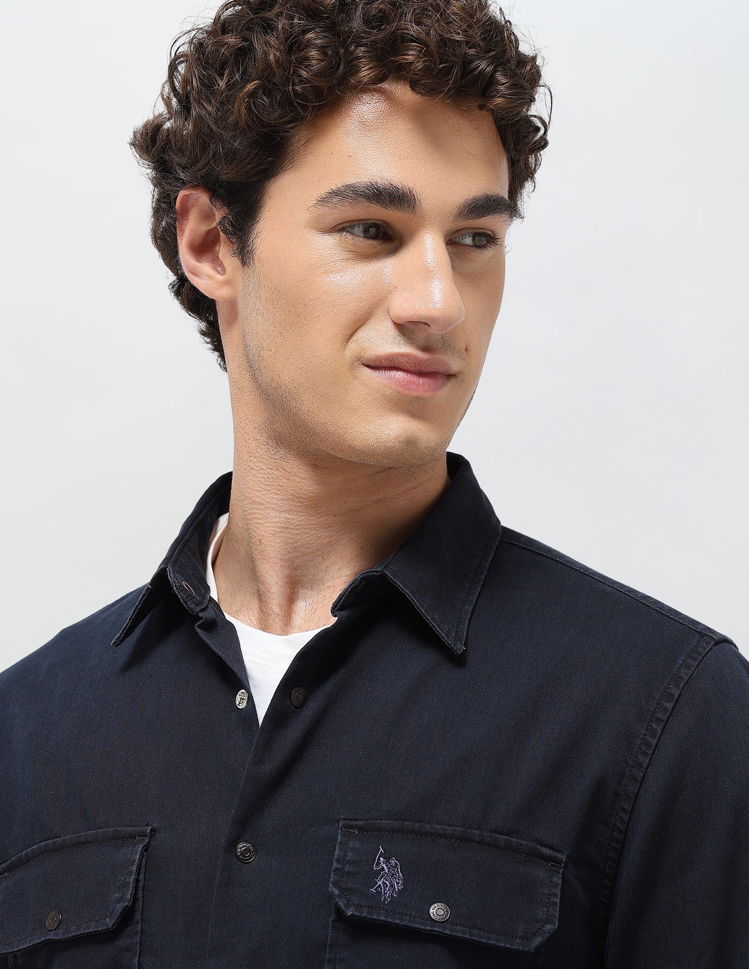 Regular Fit Twill Shirt Dark Indigo - U.S. Polo Assn. India | Large