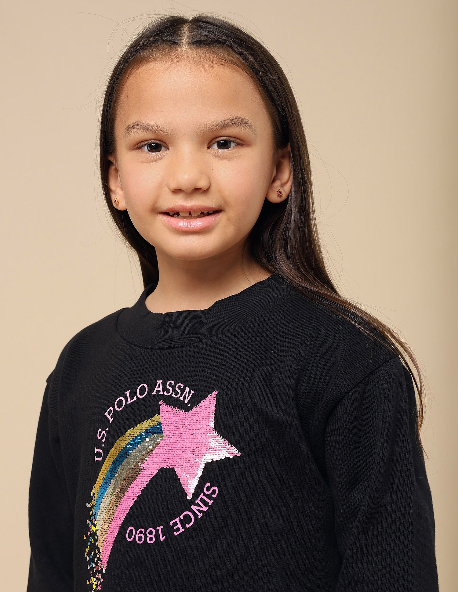 Girls Flip Sequin Sweat Dress Black - U.S. POLO ASSN. | Large